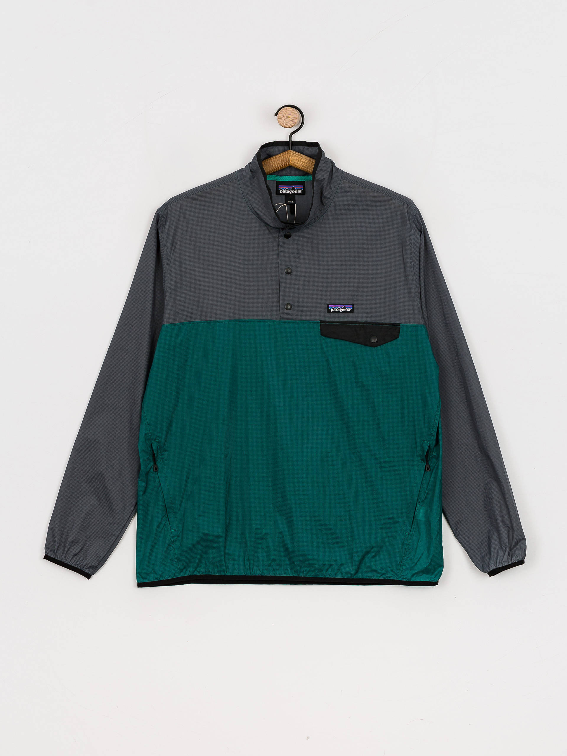 Patagonia Kurtka Houdini Snap T Fleece - grey, green (borealis green)
