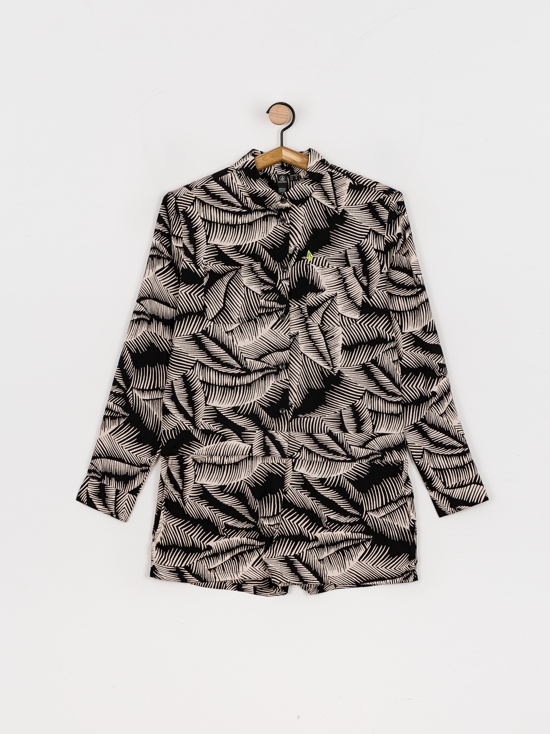 Womens Volcom Stay Palm Romper Overall (black white)