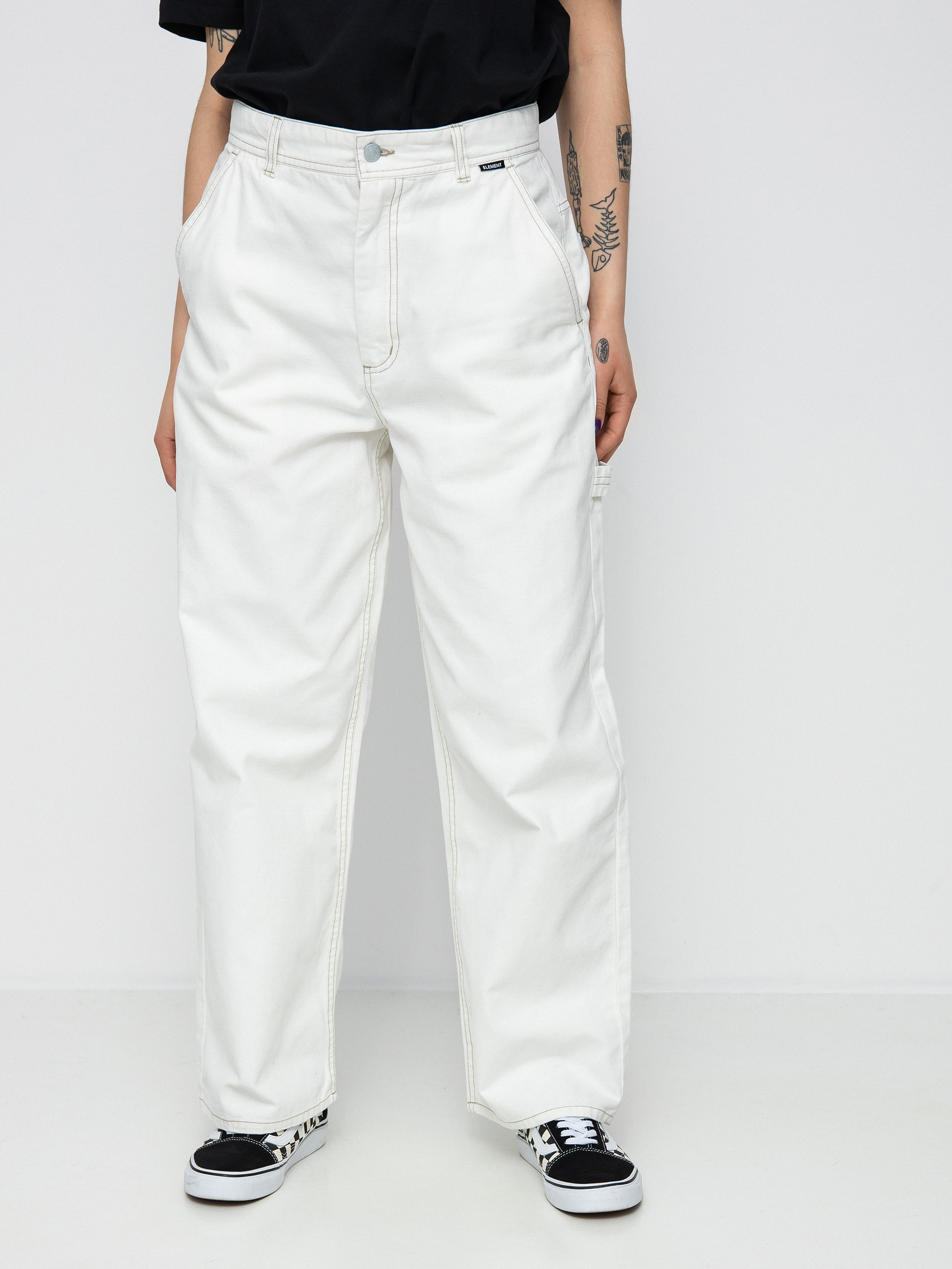 white canvas pants