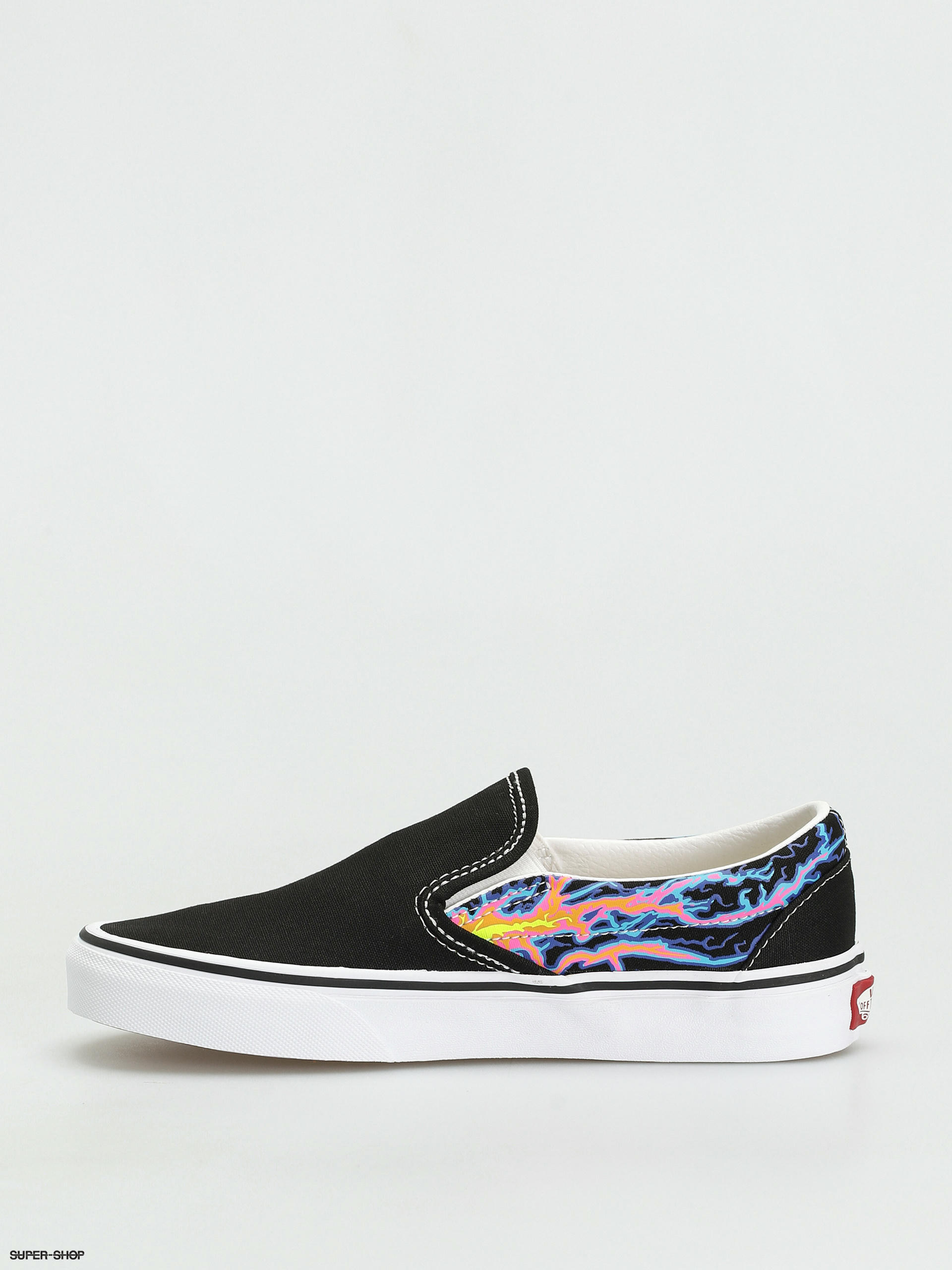 black and pink slip on vans