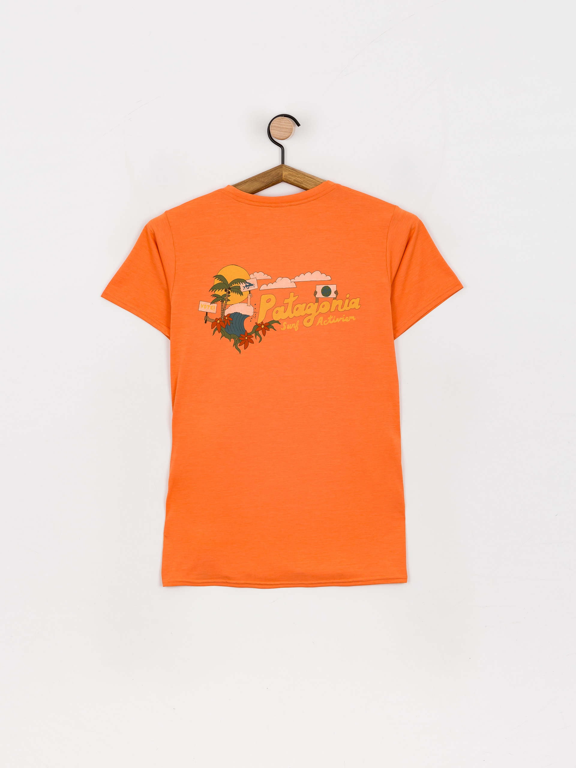 Patagonia Cap Cool Daily Graphic T-shirt Wmn (palm protest tigerlily orange x-dye)