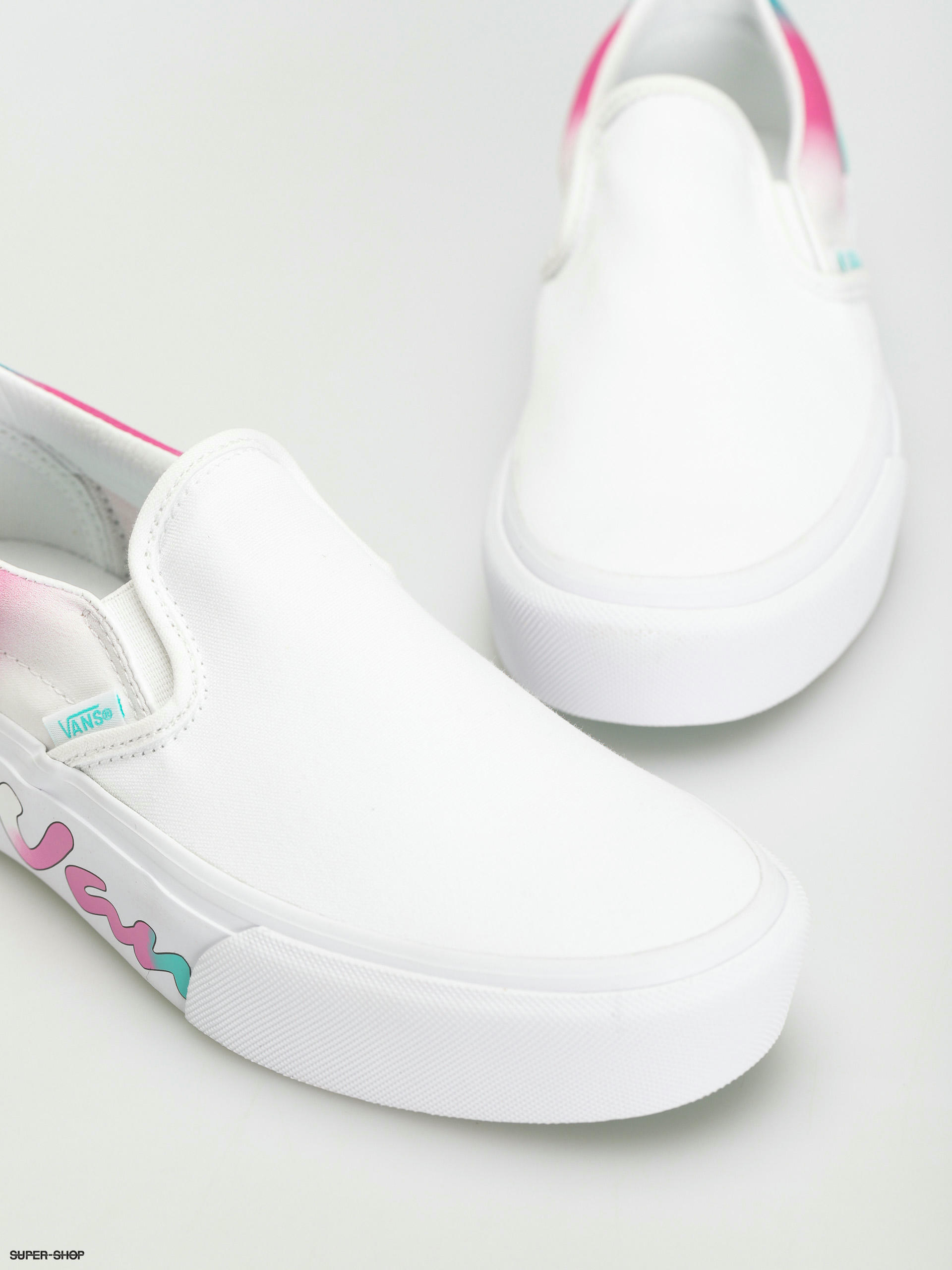 pink slip on platform vans