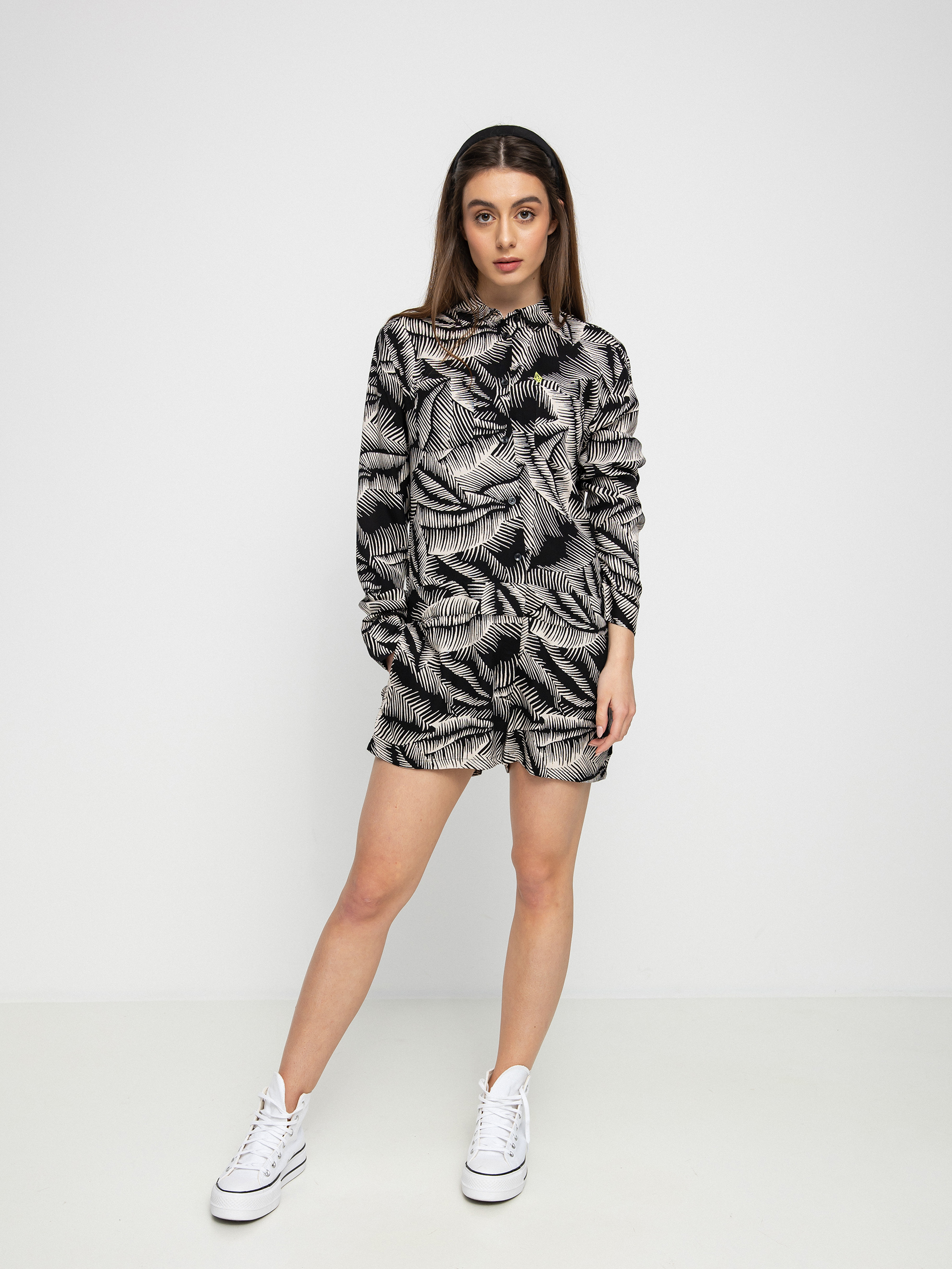 Womens Volcom Stay Palm Romper Overall (black white)