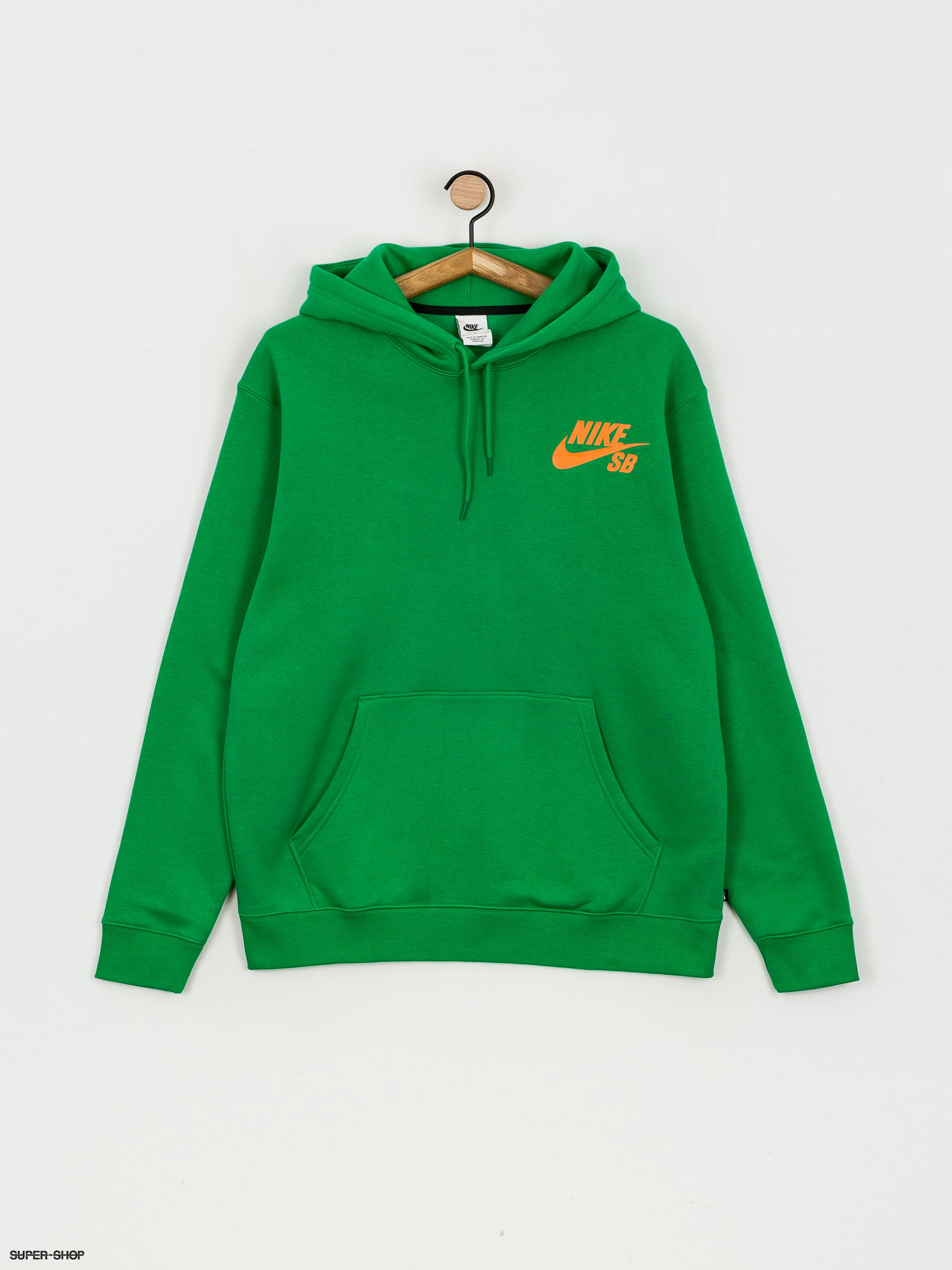 Green nike hoodie with orange logo sale