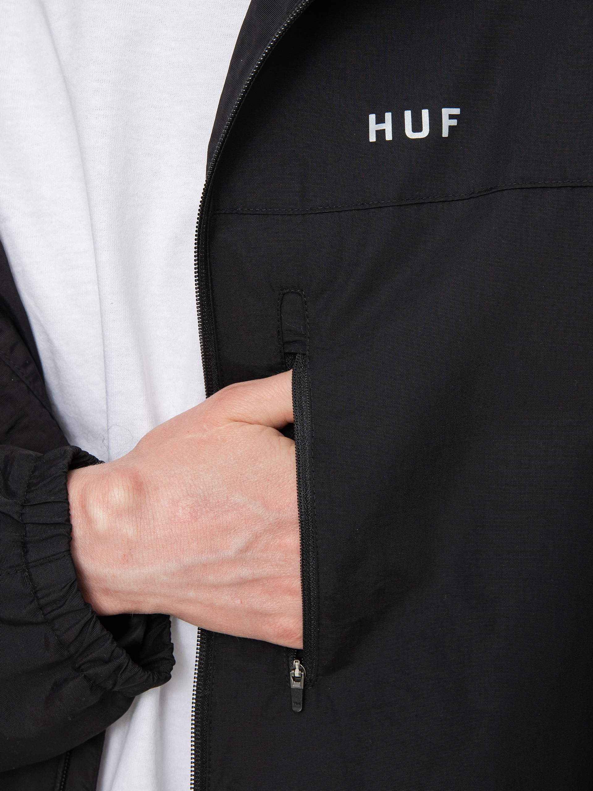 HUF Essentials Zip Standard Shell Jacket (black)