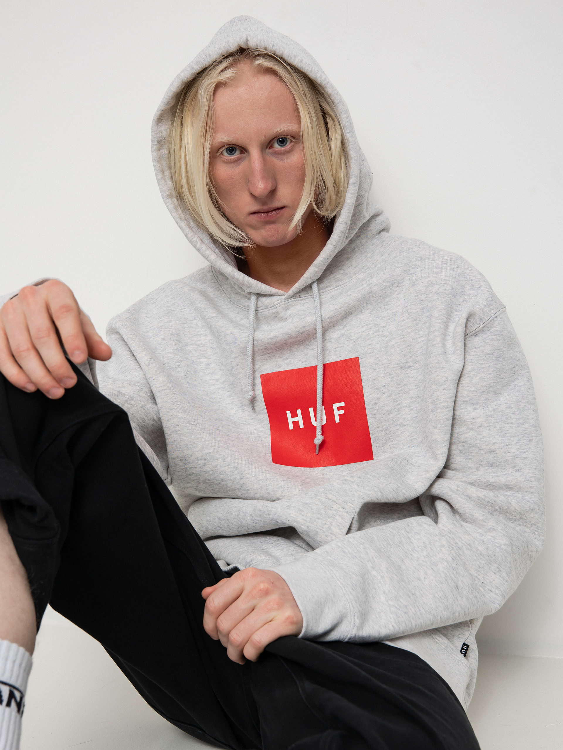 HUF Essentials Box Logo HD Hoodie (athletic heather)