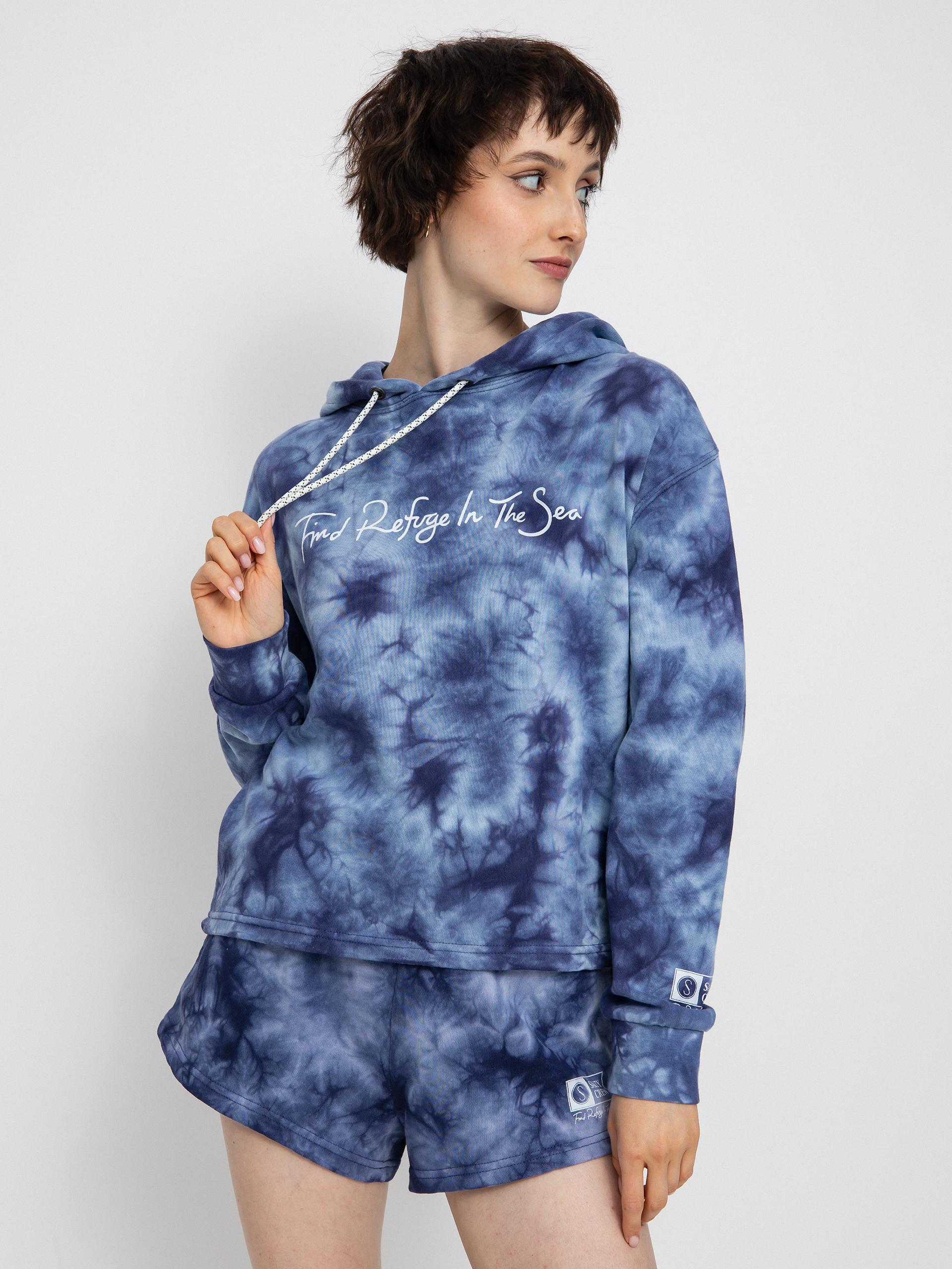 Salty Crew Sand Set Crop Hoodie Wmn (navy tie dye)