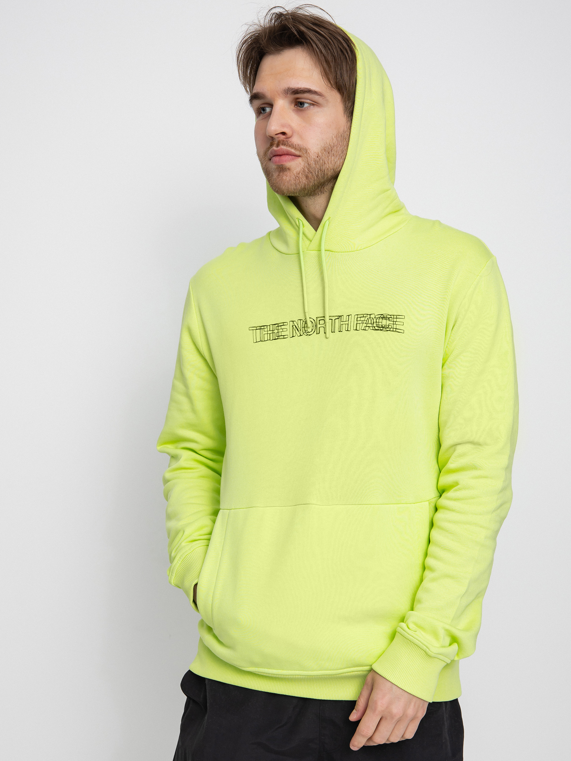 neon green north face hoodie
