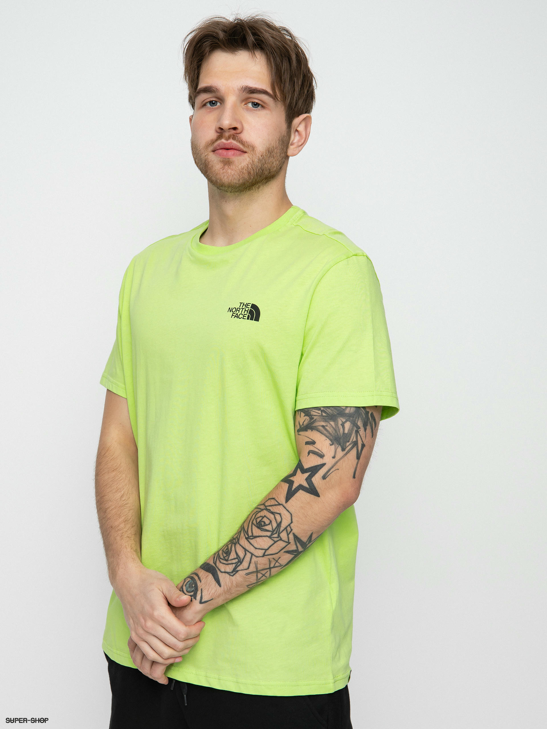 neon green north face t shirt