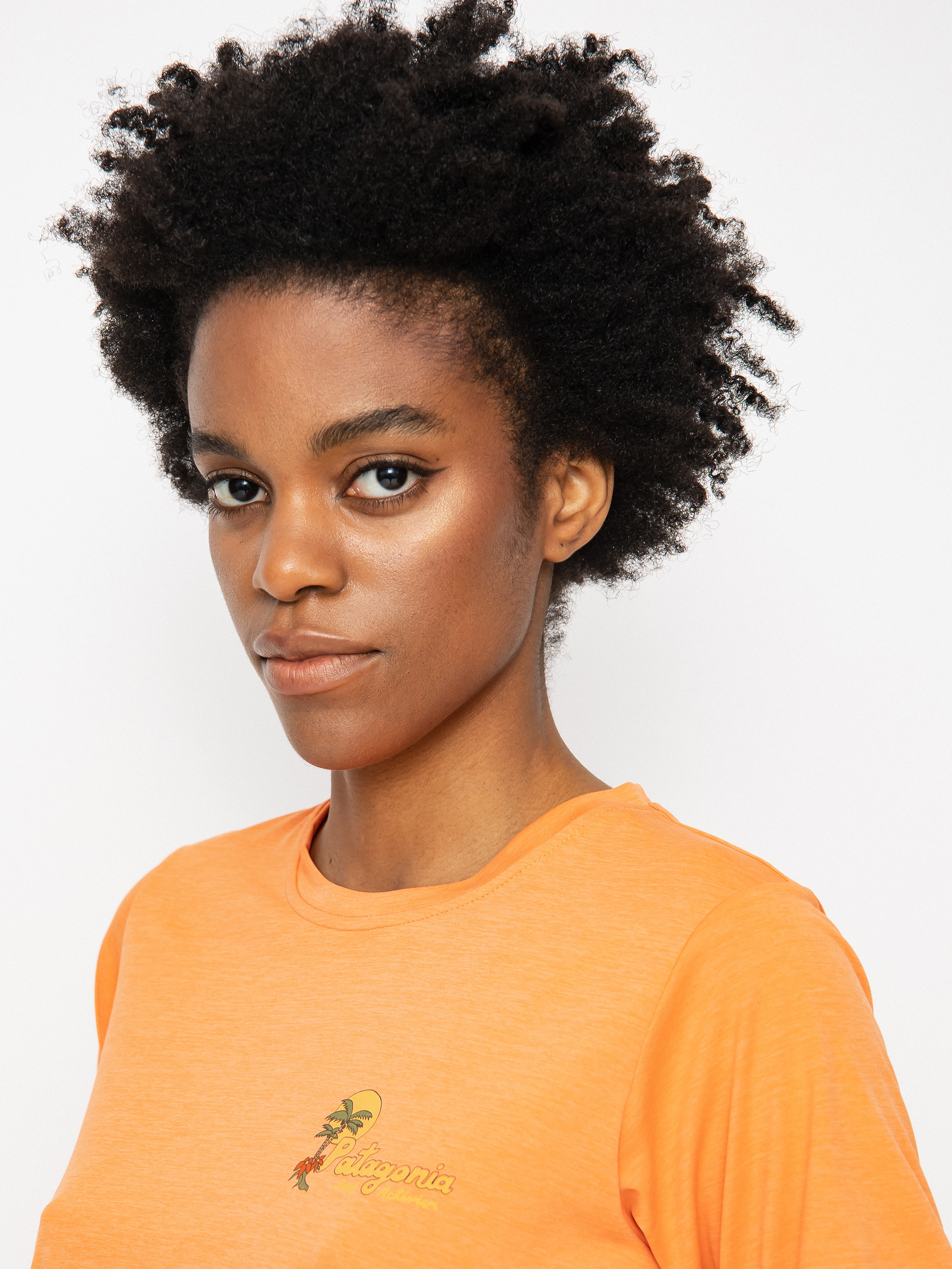 Patagonia Cap Cool Daily Graphic T-shirt Wmn (palm protest tigerlily orange x-dye)