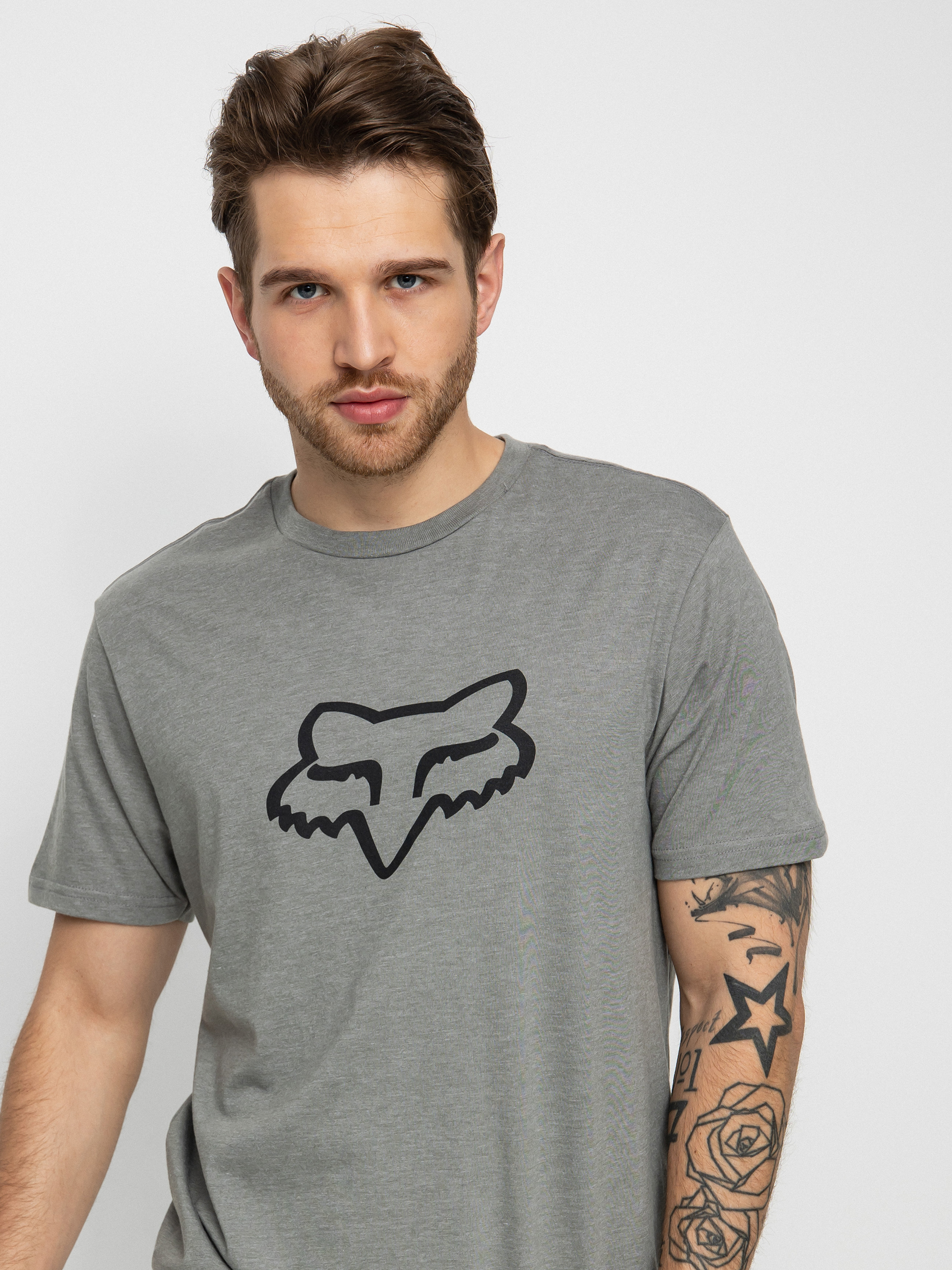 T-shirt Uomo Fox Legacy Head - Cotone Combed Ringspun, Blu Polvere, Vestibilità Perfetta