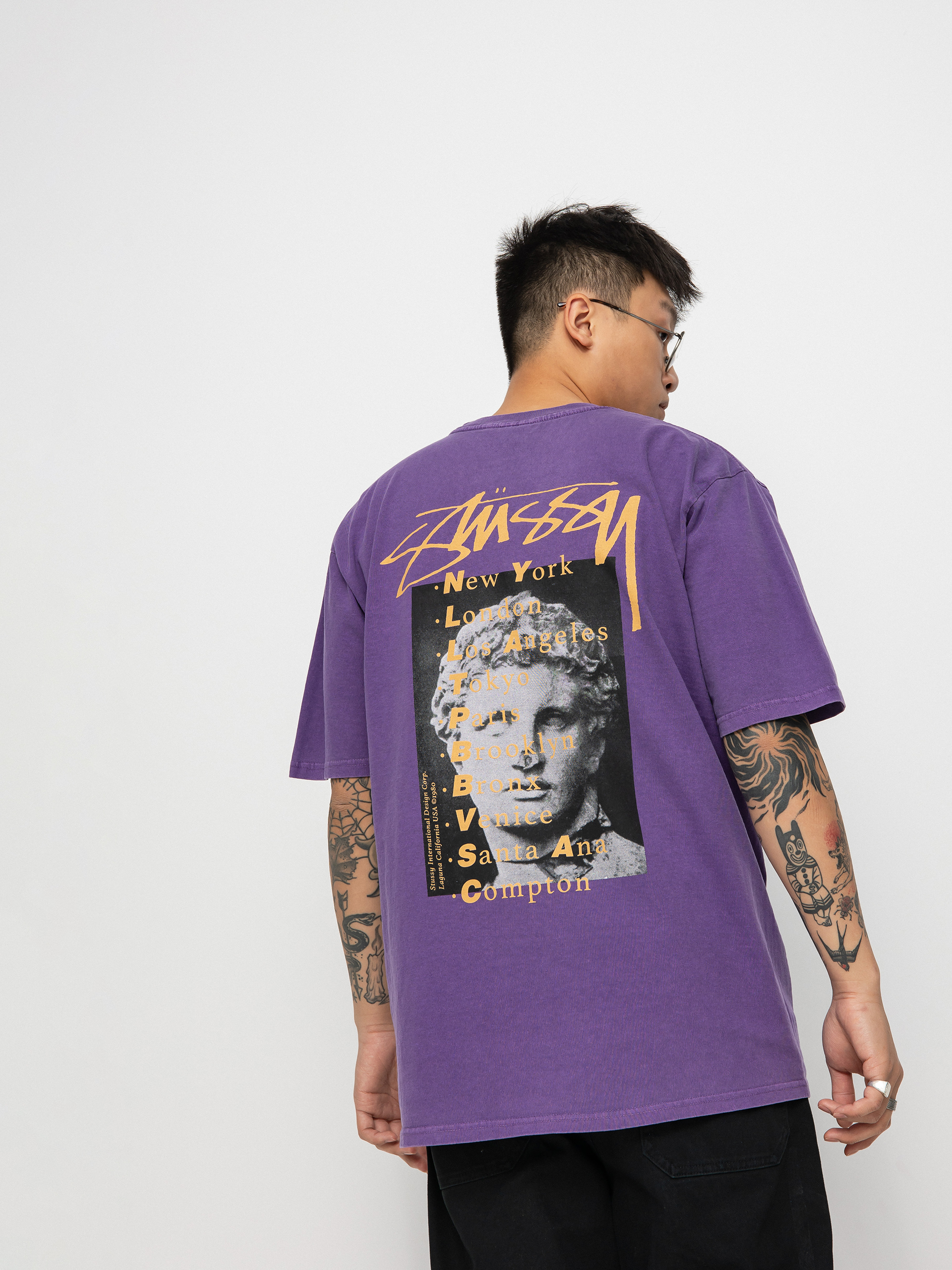 Stussy World Stussy Purple Shirt Stussy Statue Dyed T-shirt Violet