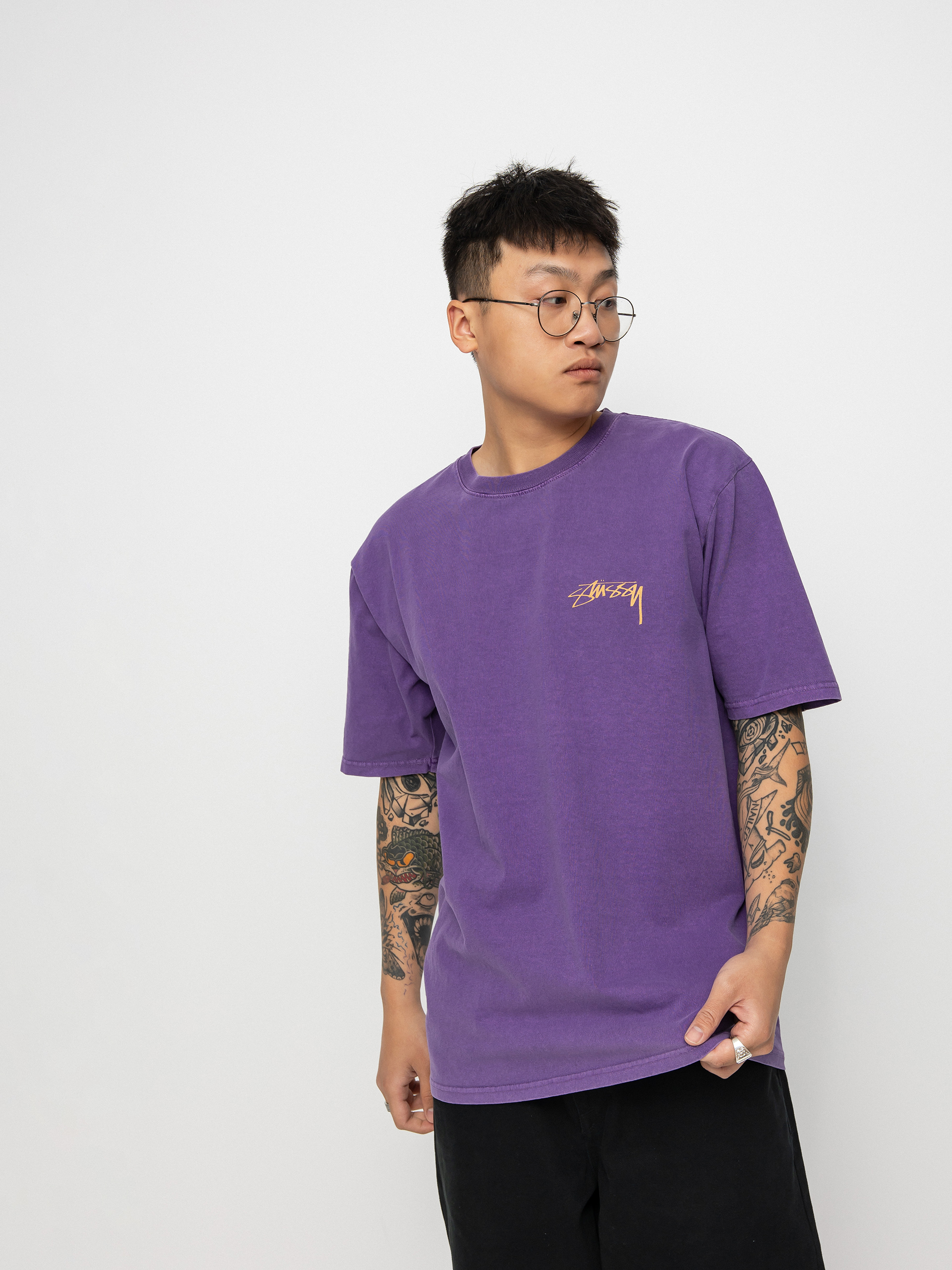 Stussy Statue Pig. Dyed T-shirt (purple)