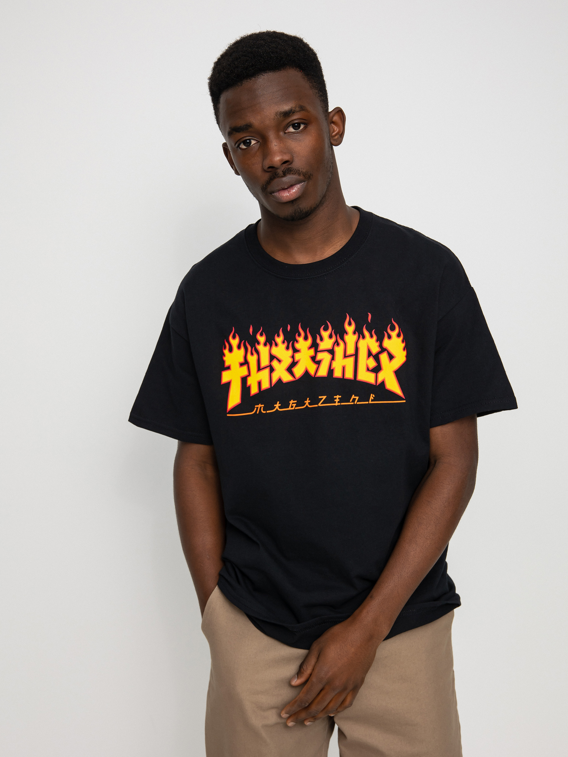 Thrasher Godzilla Flame T-shirt (black)