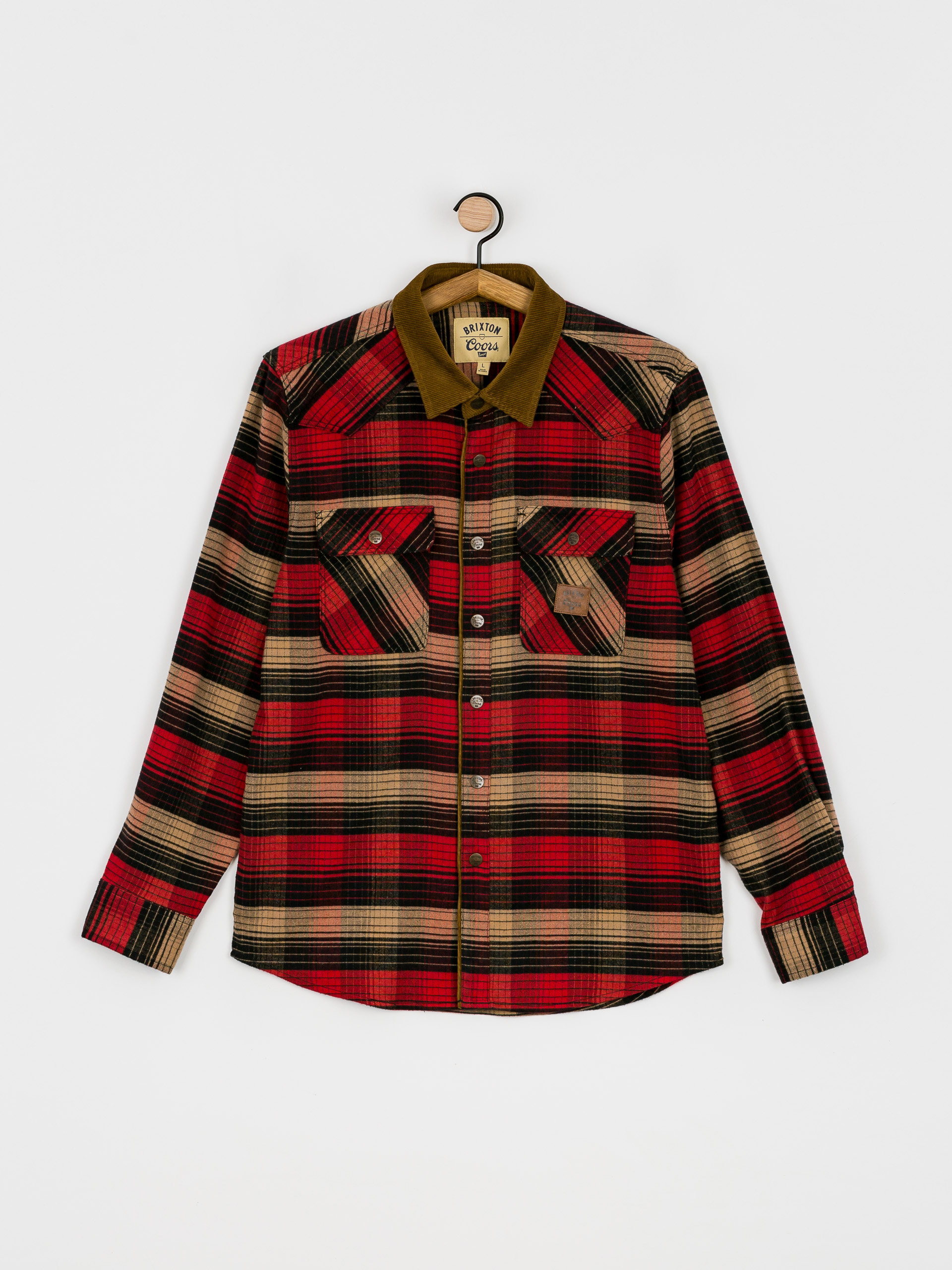 Brixton Coors Bowery Stretch Flannel Ls Hemd (banquet red/brown)