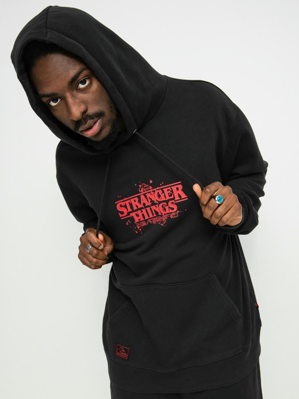 Quiksilver X Stranger Things Official Logo HD Hoodie (black)