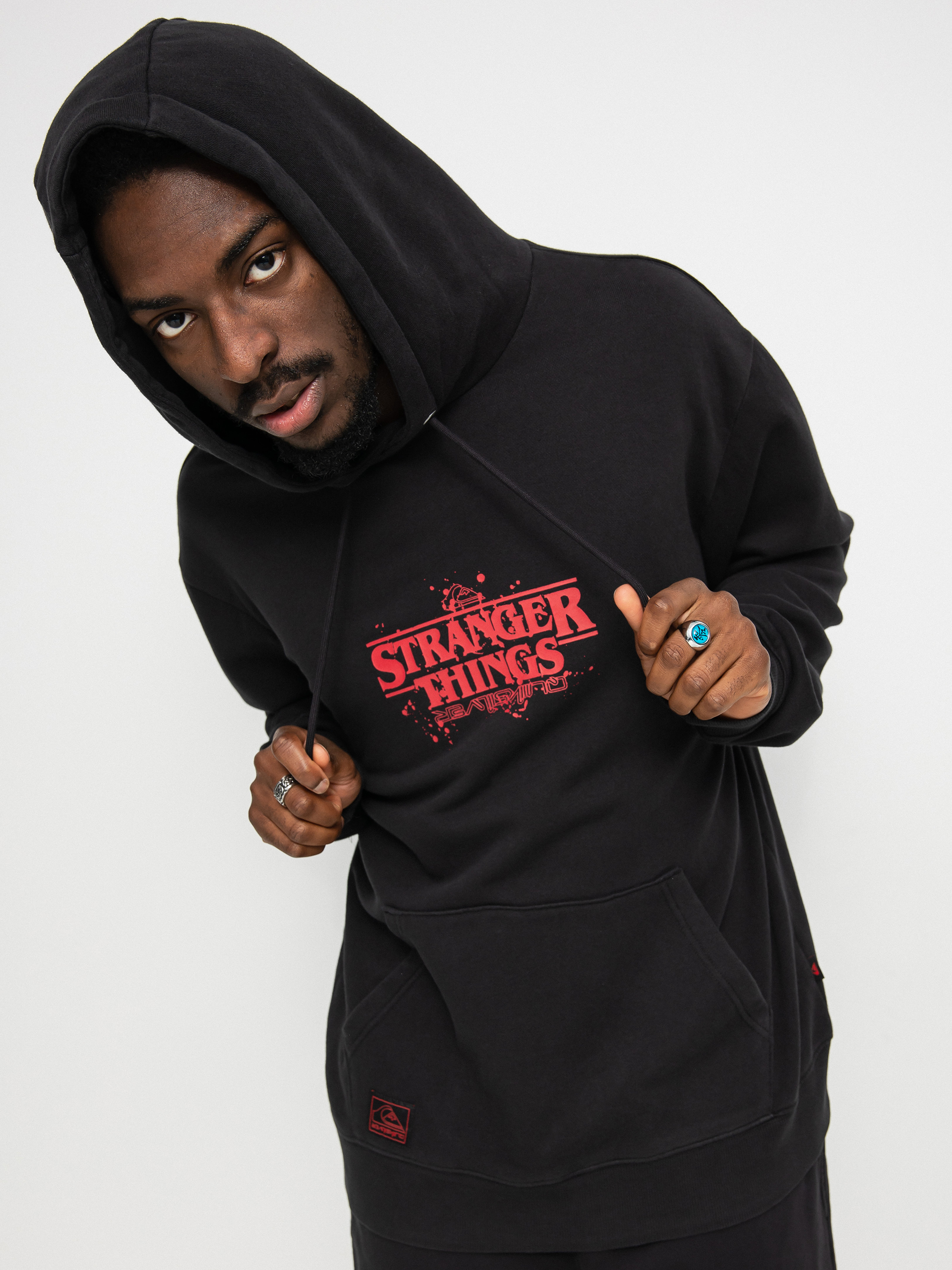 Quiksilver X Stranger Things Official Logo HD Hoodie (black)