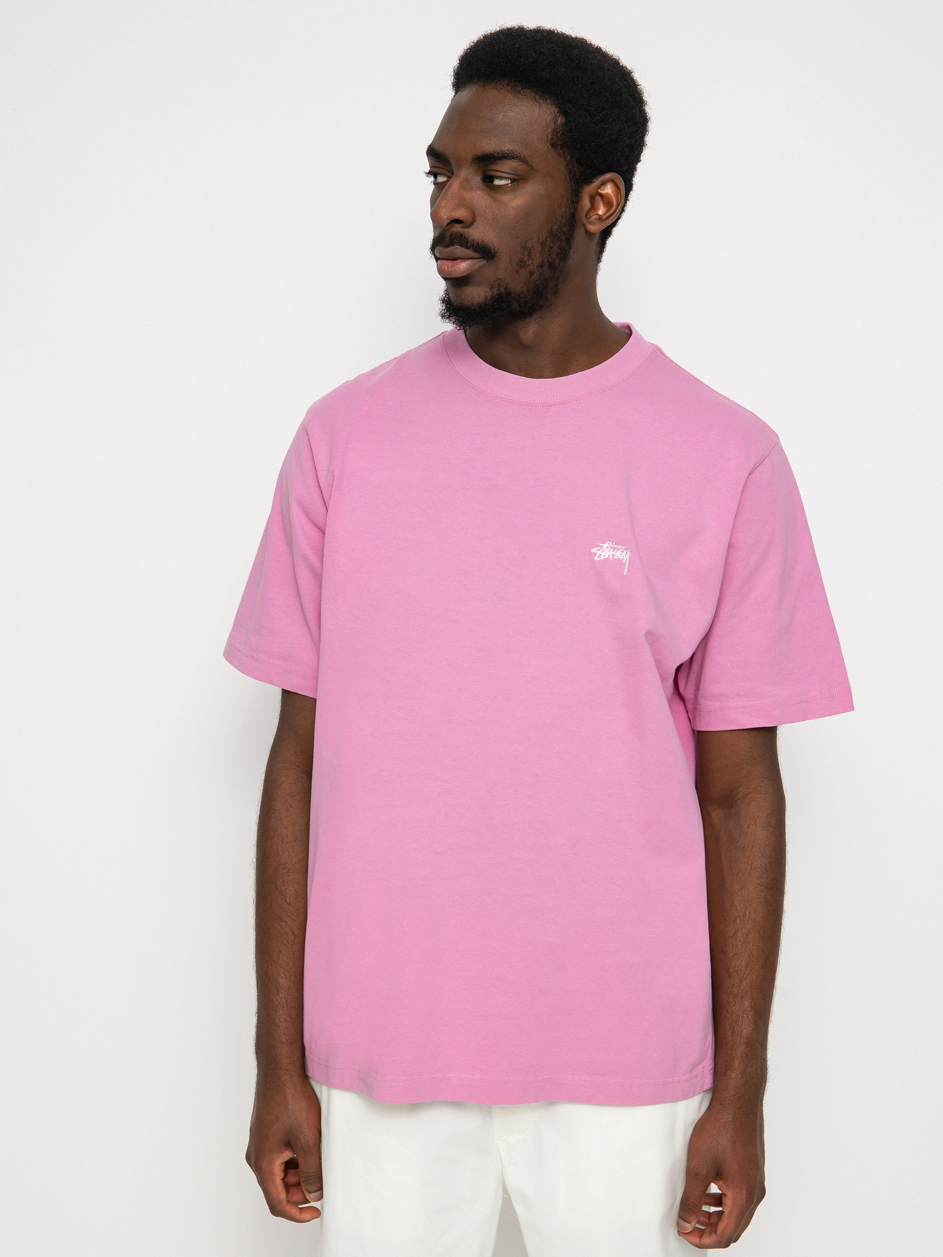 Stussy Stock Logo Crew T-shirt (pink)