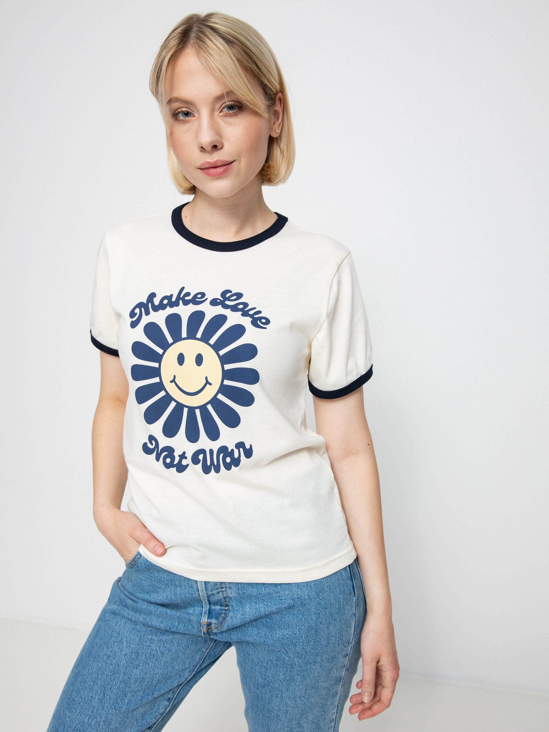 Brixton Love Not War Ringer T-Shirt Wmn (dove)