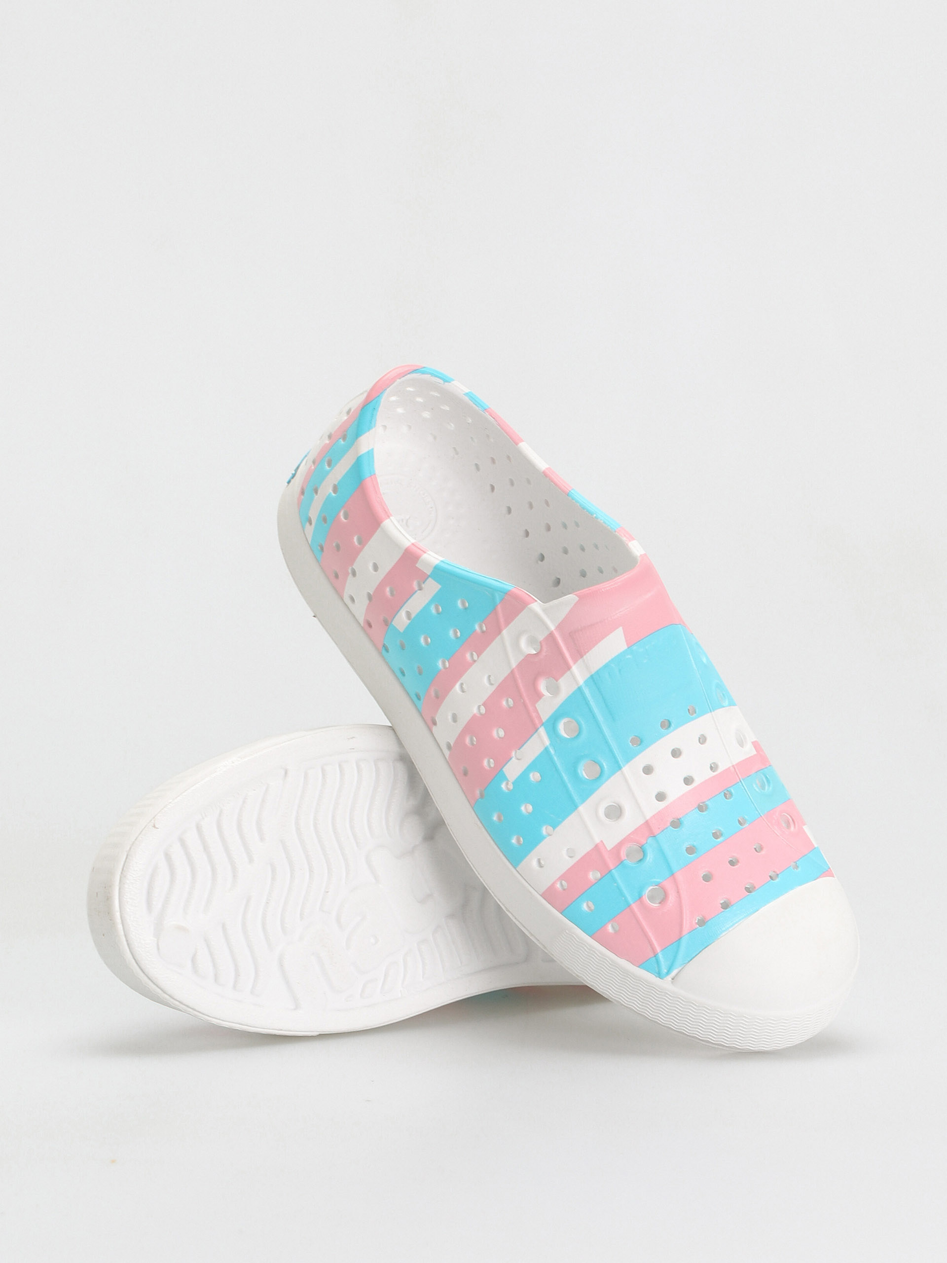 Native Jefferson Print Shoes (shell white/shell white/pastel multi stripe)