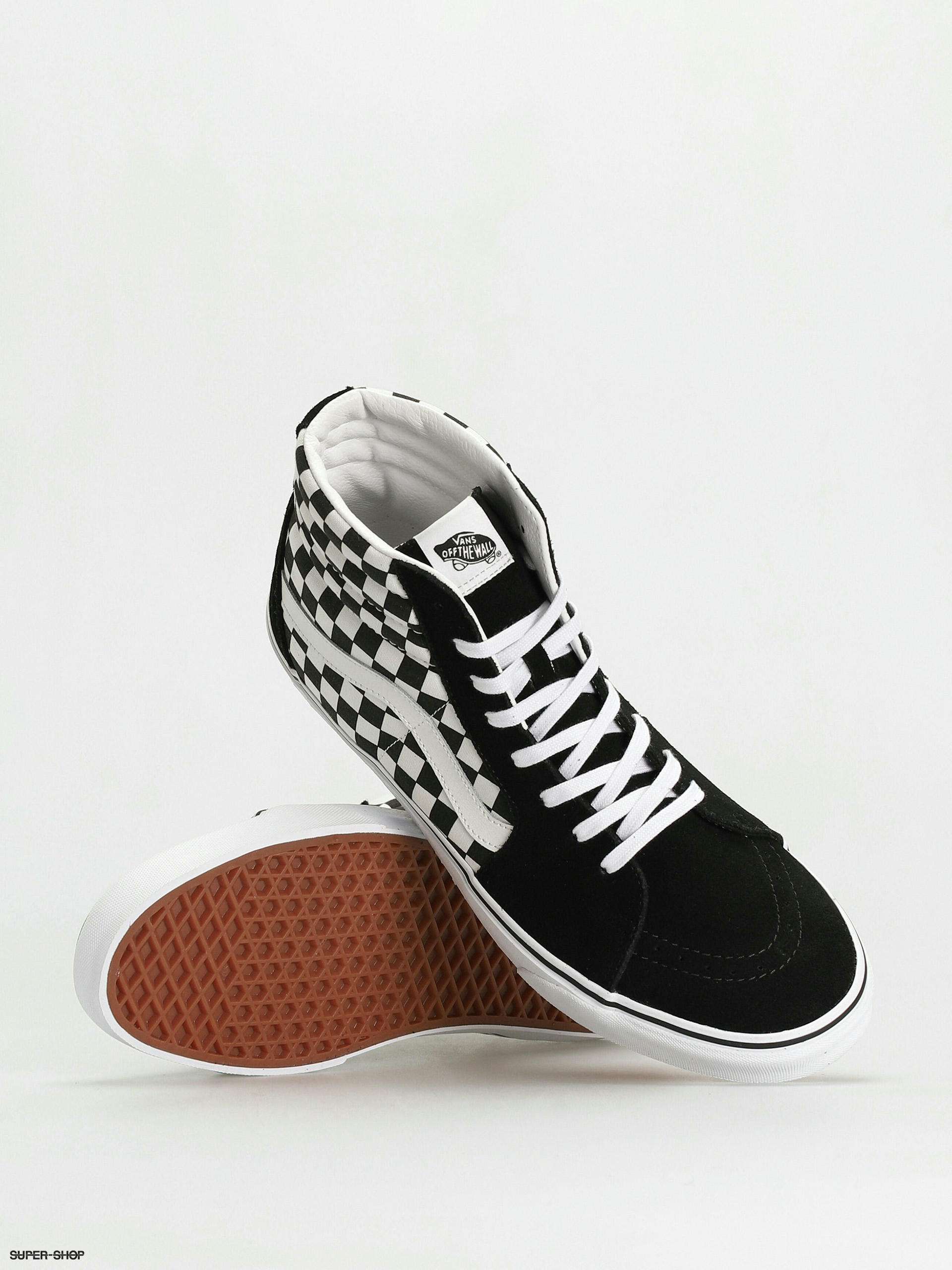 Vans black and hot sale white checkered high tops