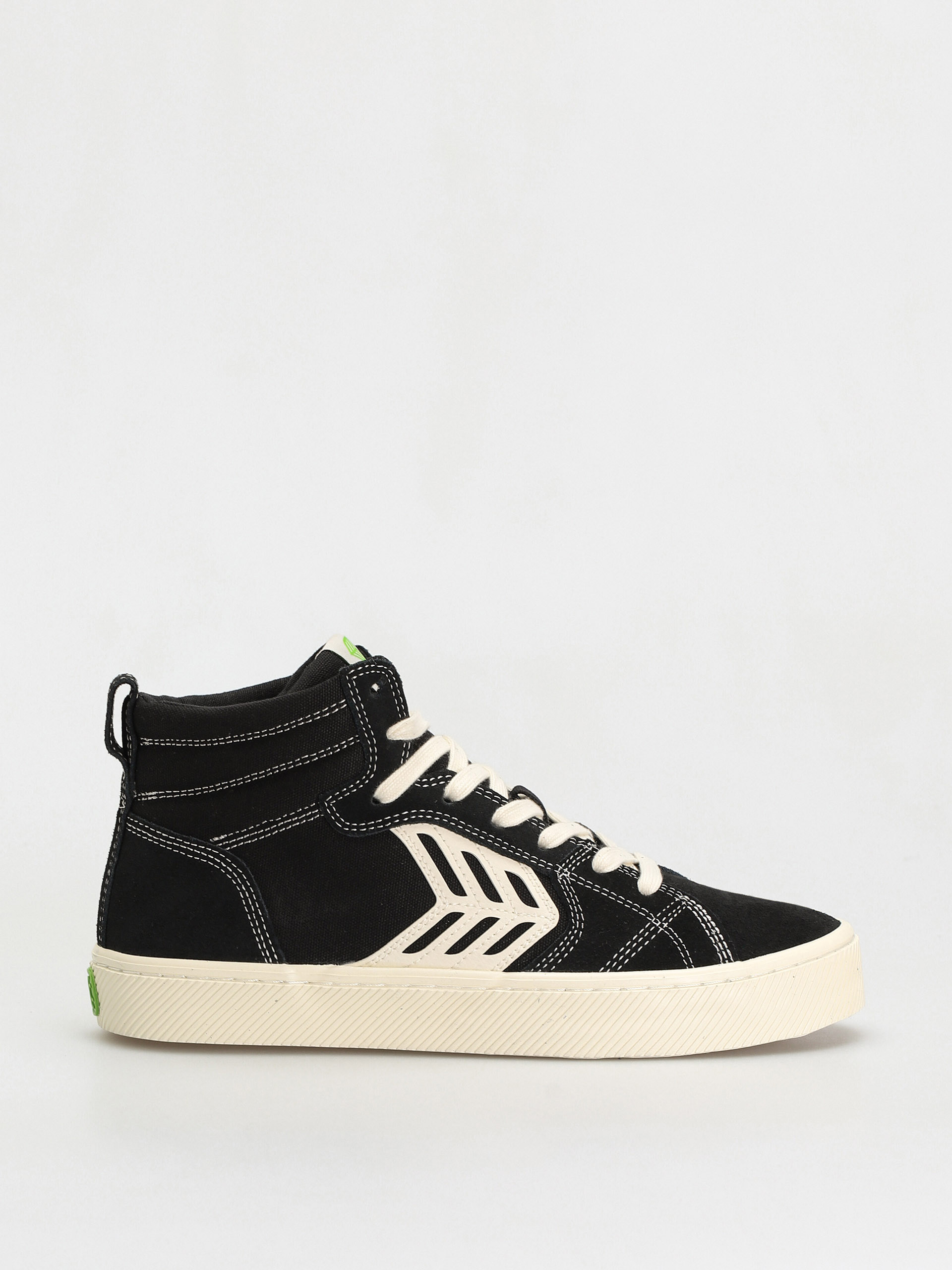 Cariuma Catiba High Pro Shoes (black suede and canvas contrast thread ivory logo)