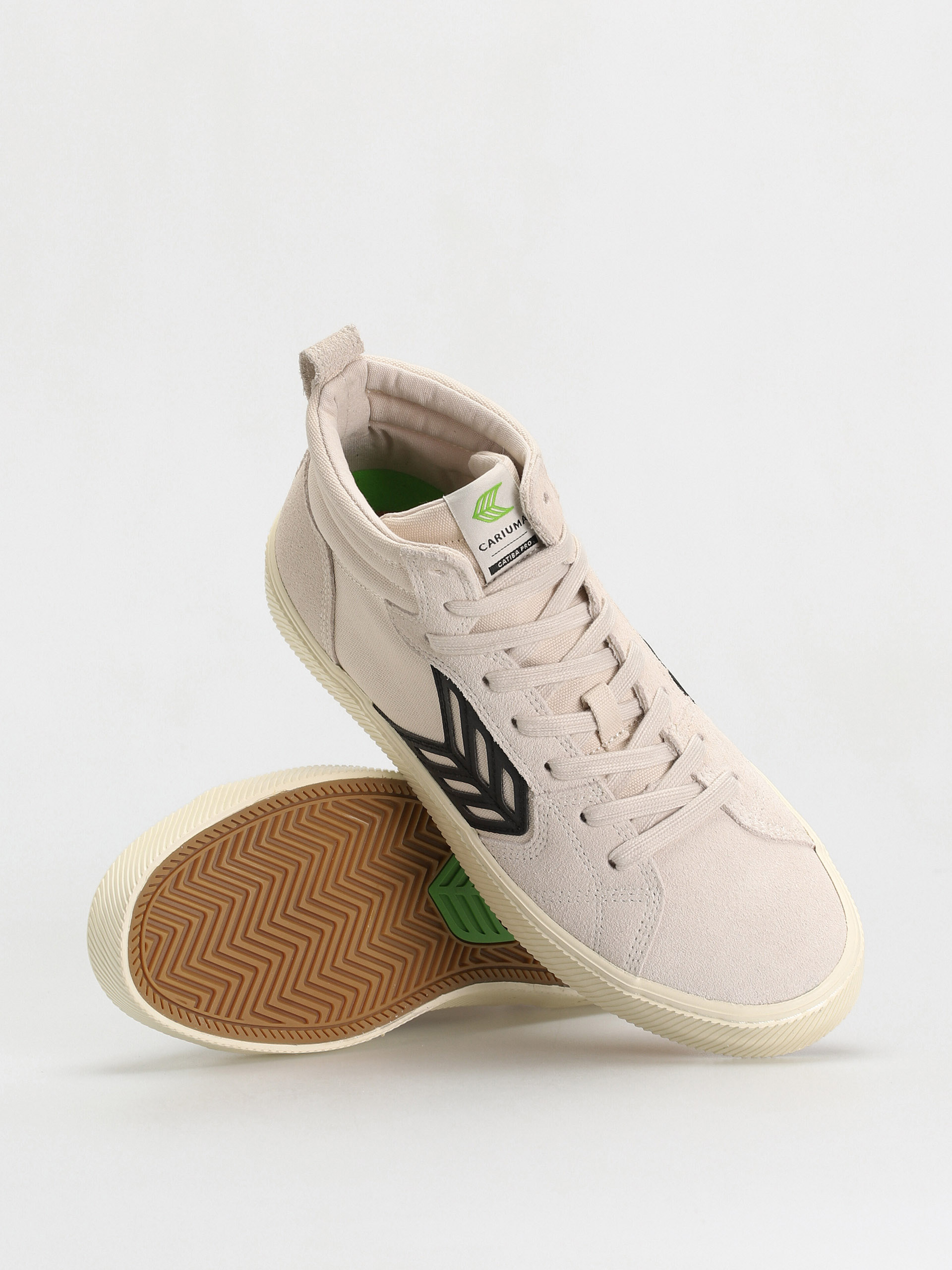 Cariuma Catiba High Pro Shoes (vintage white suede and canvas black logo)