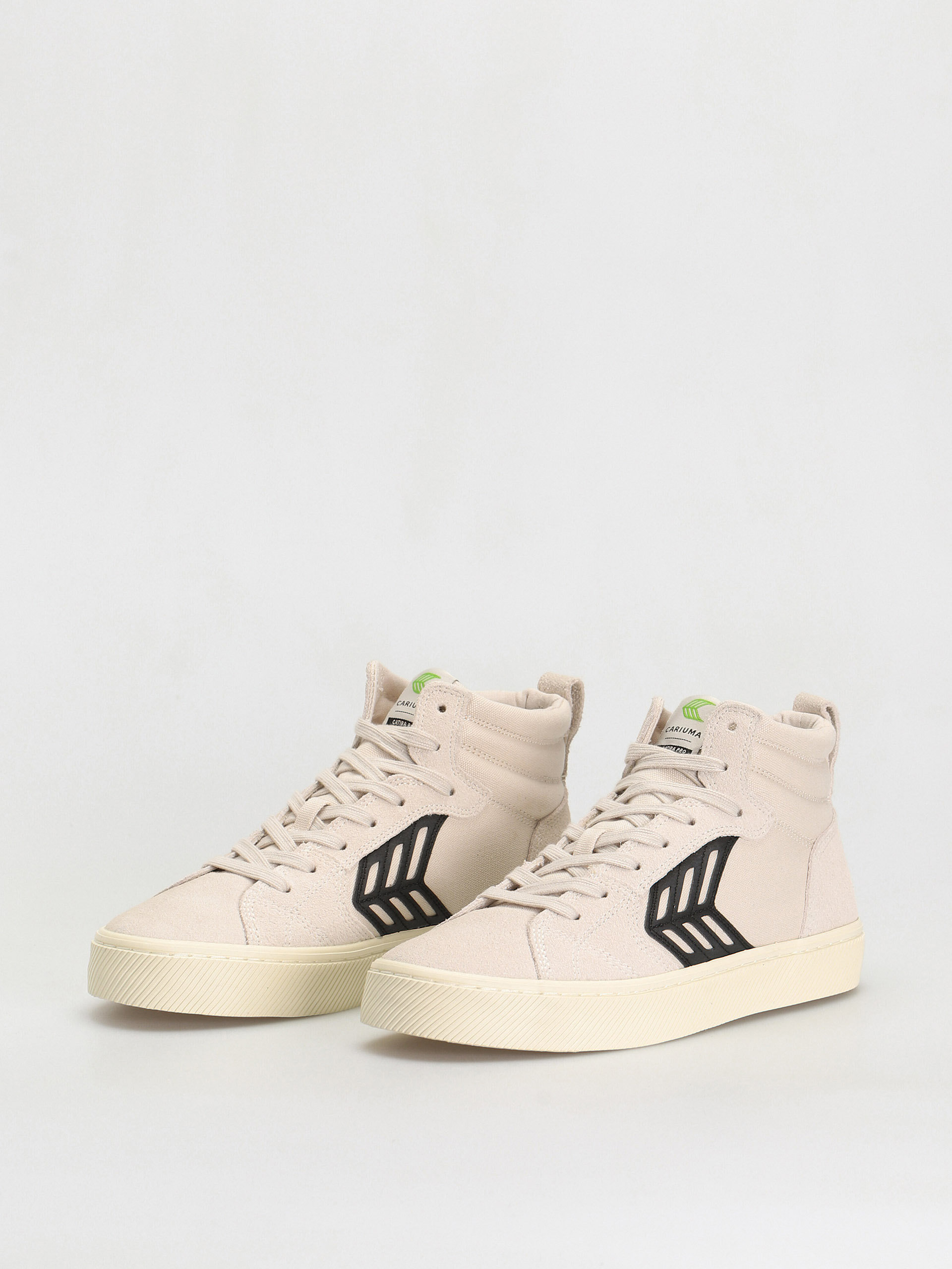 Cariuma Catiba High Pro Shoes (vintage white suede and canvas black logo)