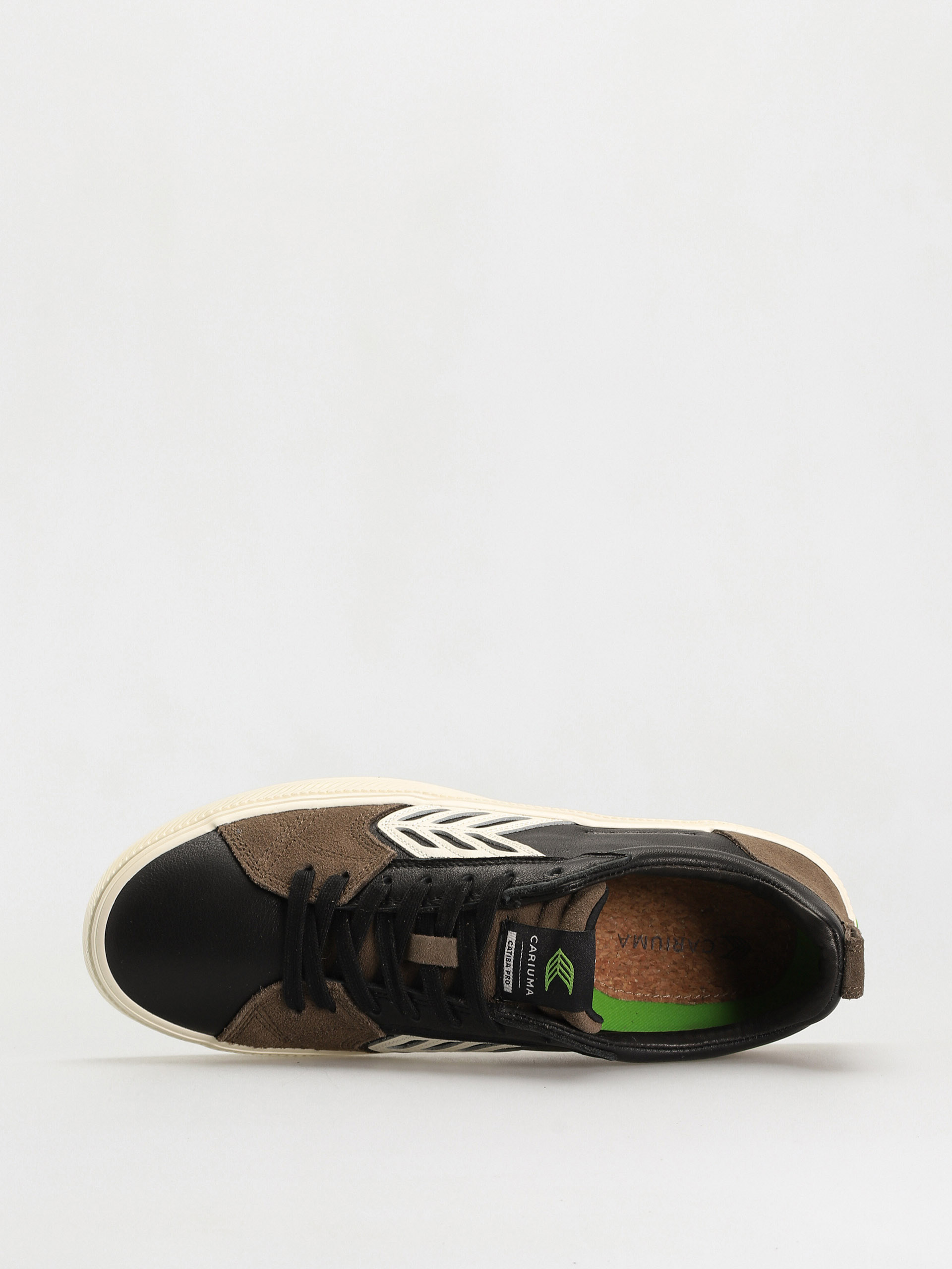 Cariuma Catiba Pro Shoes (black premium leather dark khaki suede)