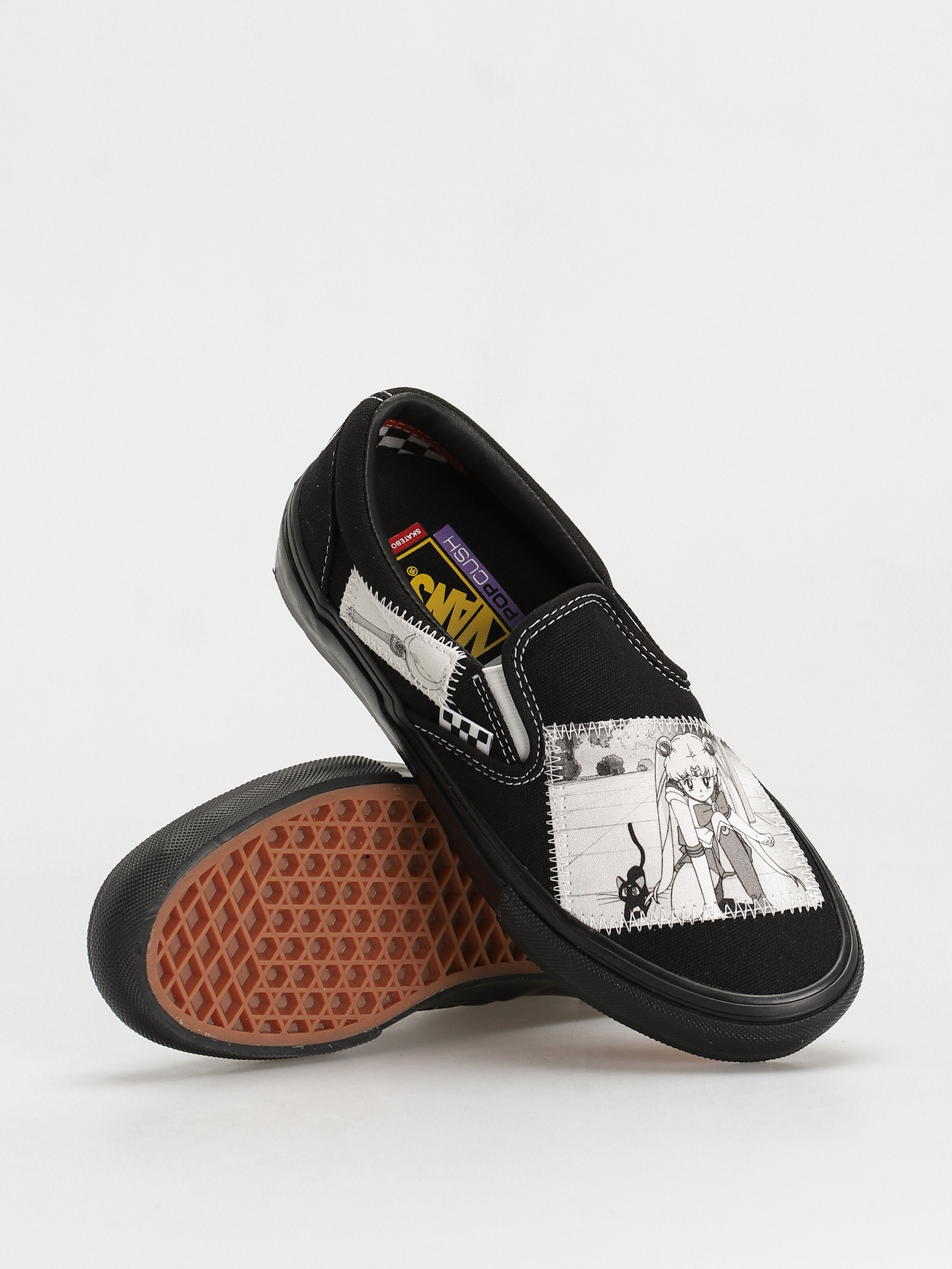 Vans X Sailor Moon Skate Slip On Shoes (pretty guardian sailor moon white/black)