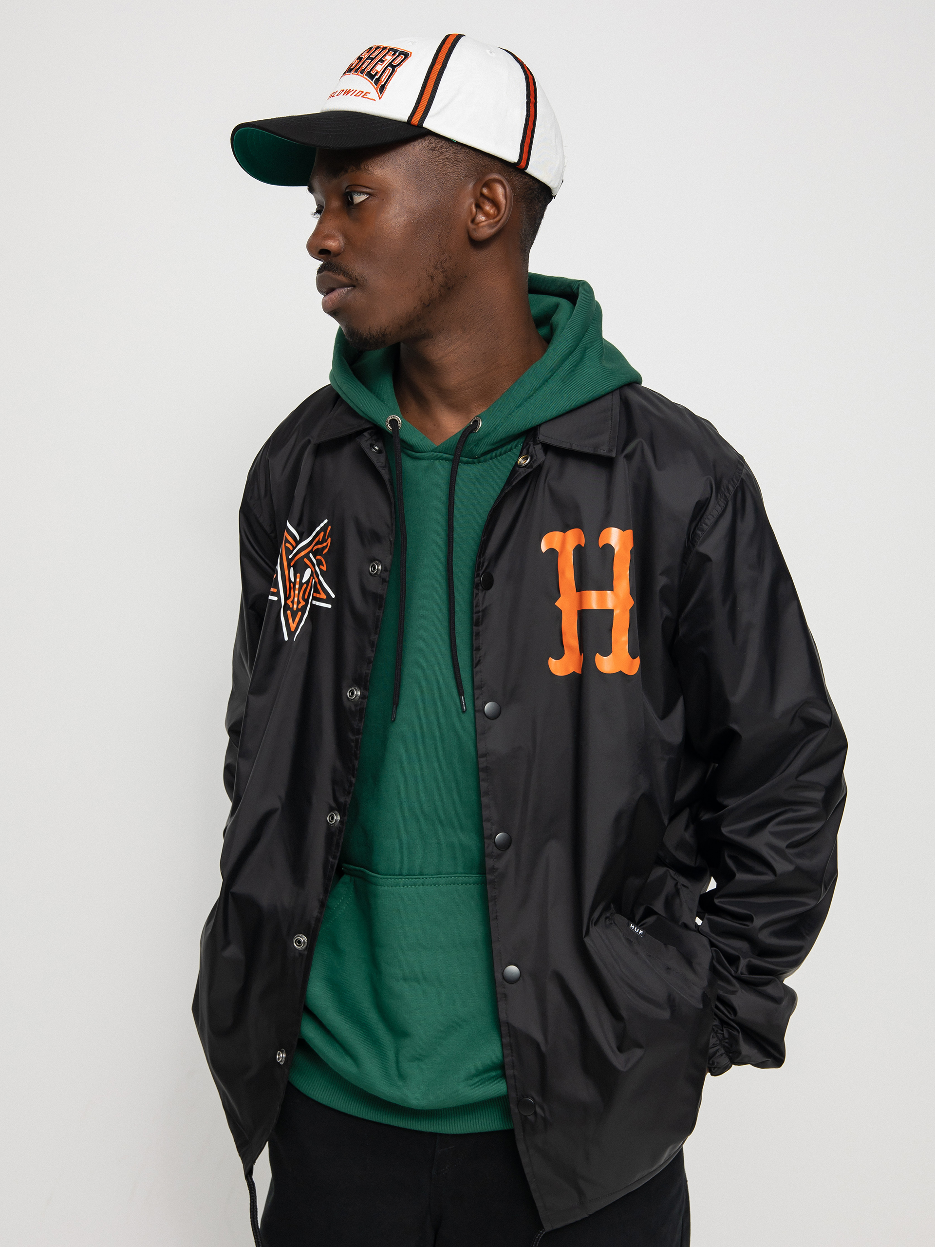 HUF X Thrasher Split Coaches Jacket (black)