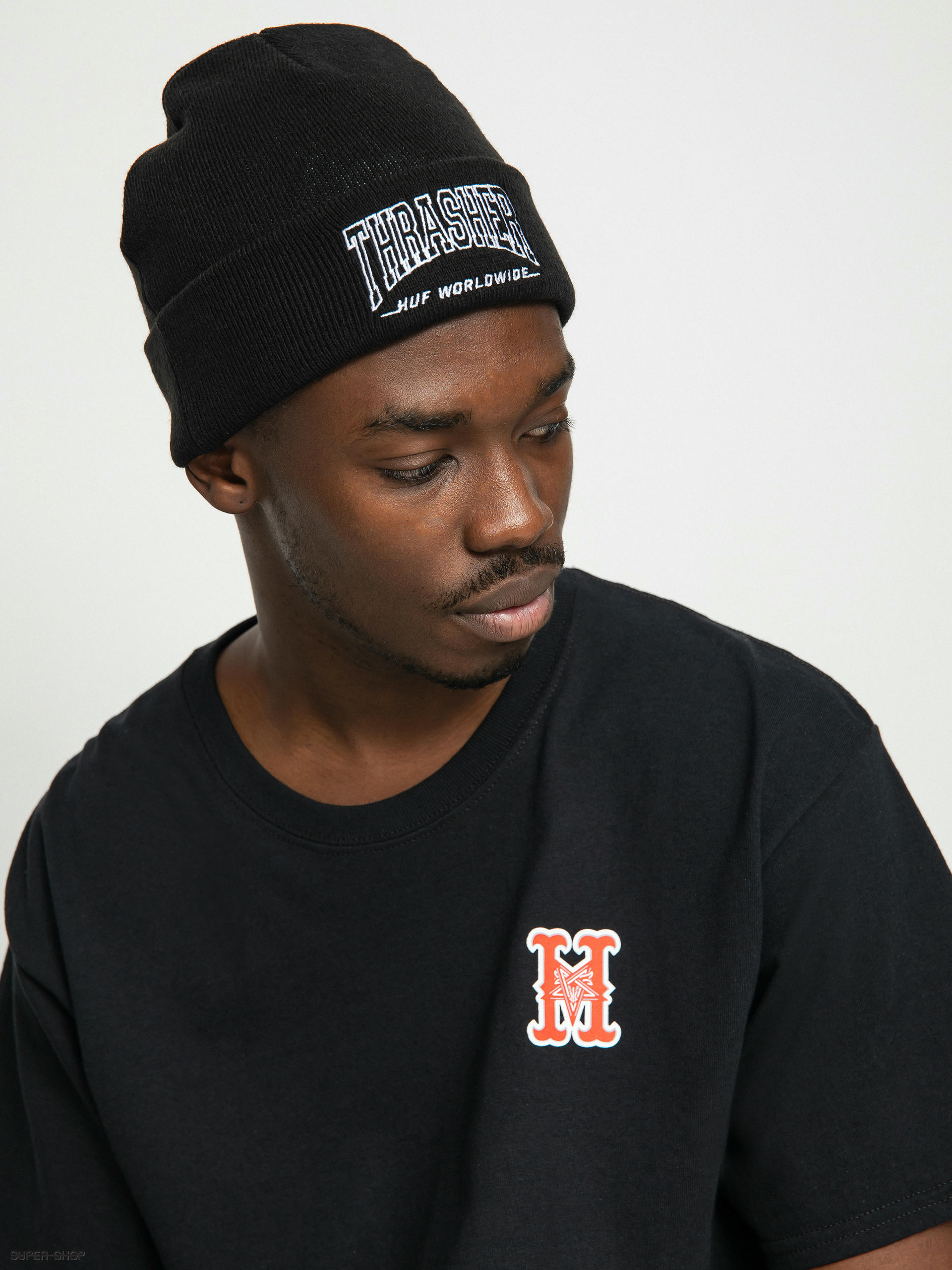 HUF Thrasher Field Crew Beanie Blackビーニー - 帽子