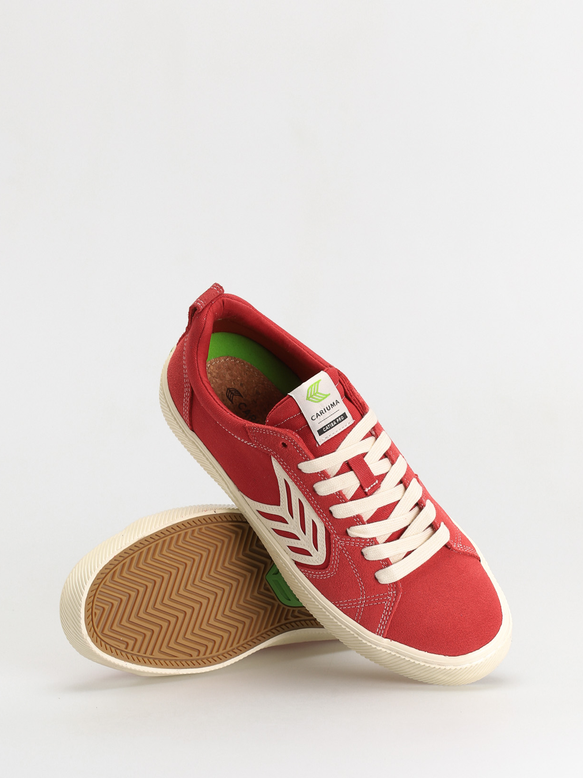 Cariuma Catiba Pro Shoes (samba red suede and canvas contrast thread ivory logo)