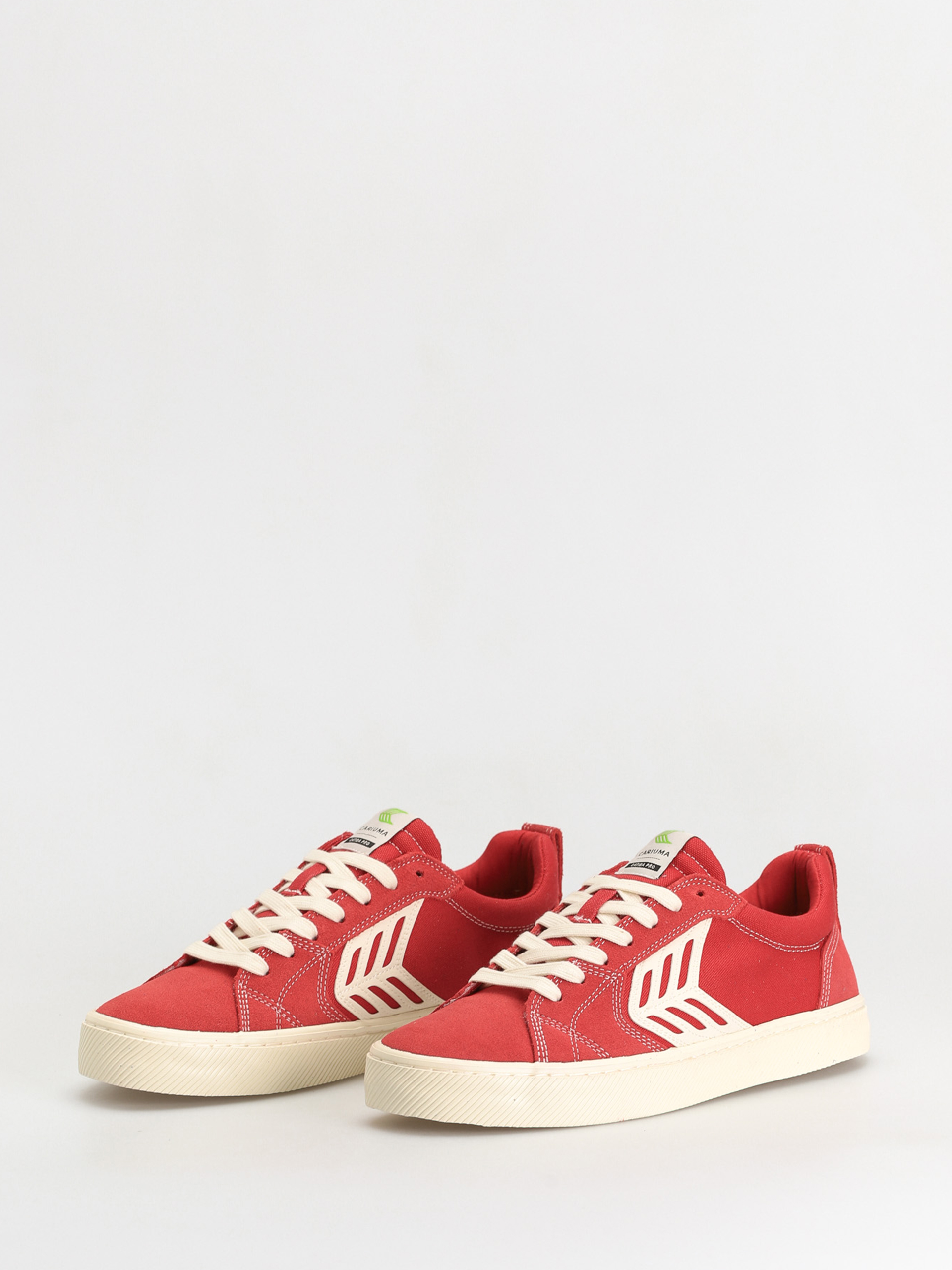 Cariuma Catiba Pro Shoes (samba red suede and canvas contrast thread ivory logo)