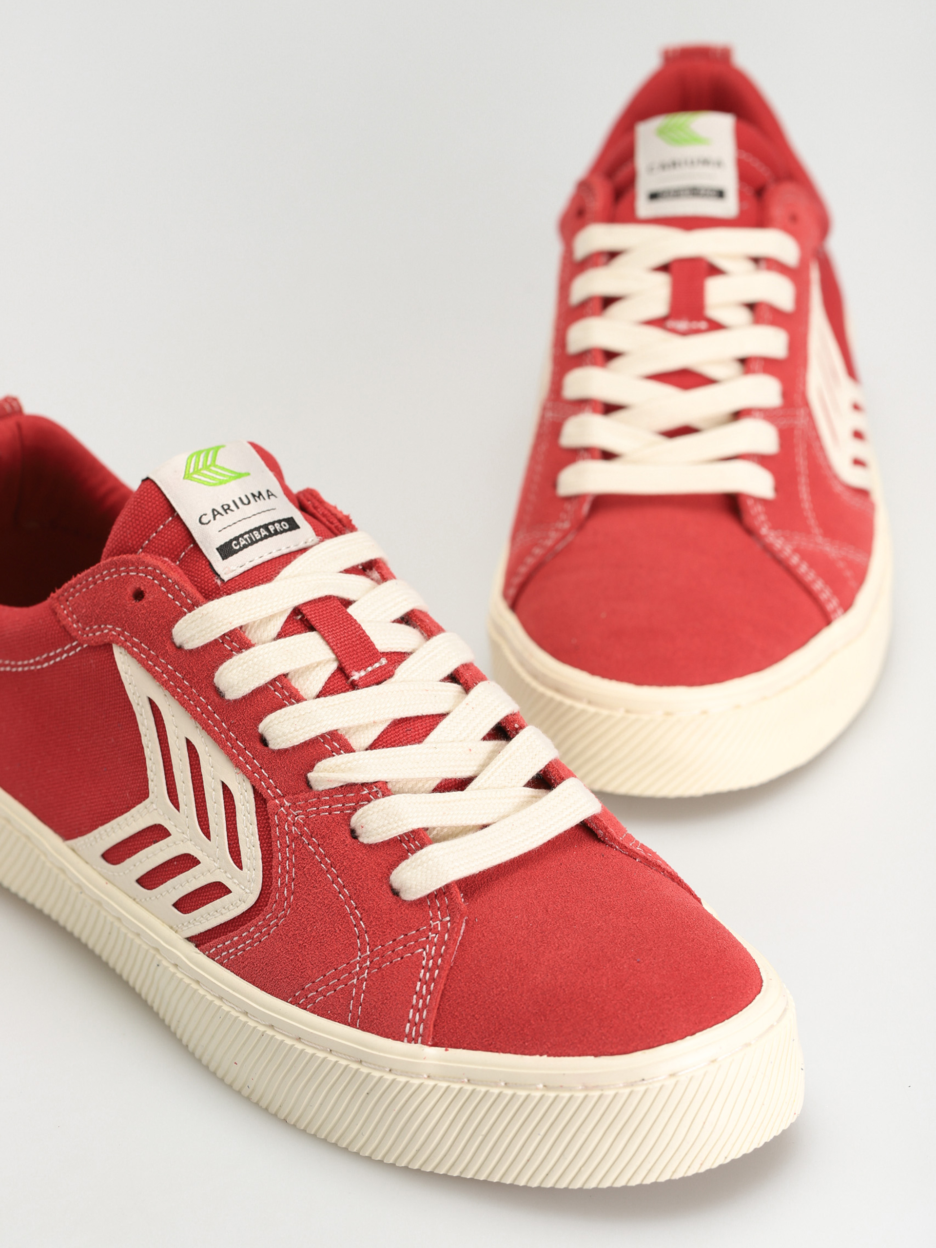 Cariuma Catiba Pro Shoes (samba red suede and canvas contrast thread ivory logo)