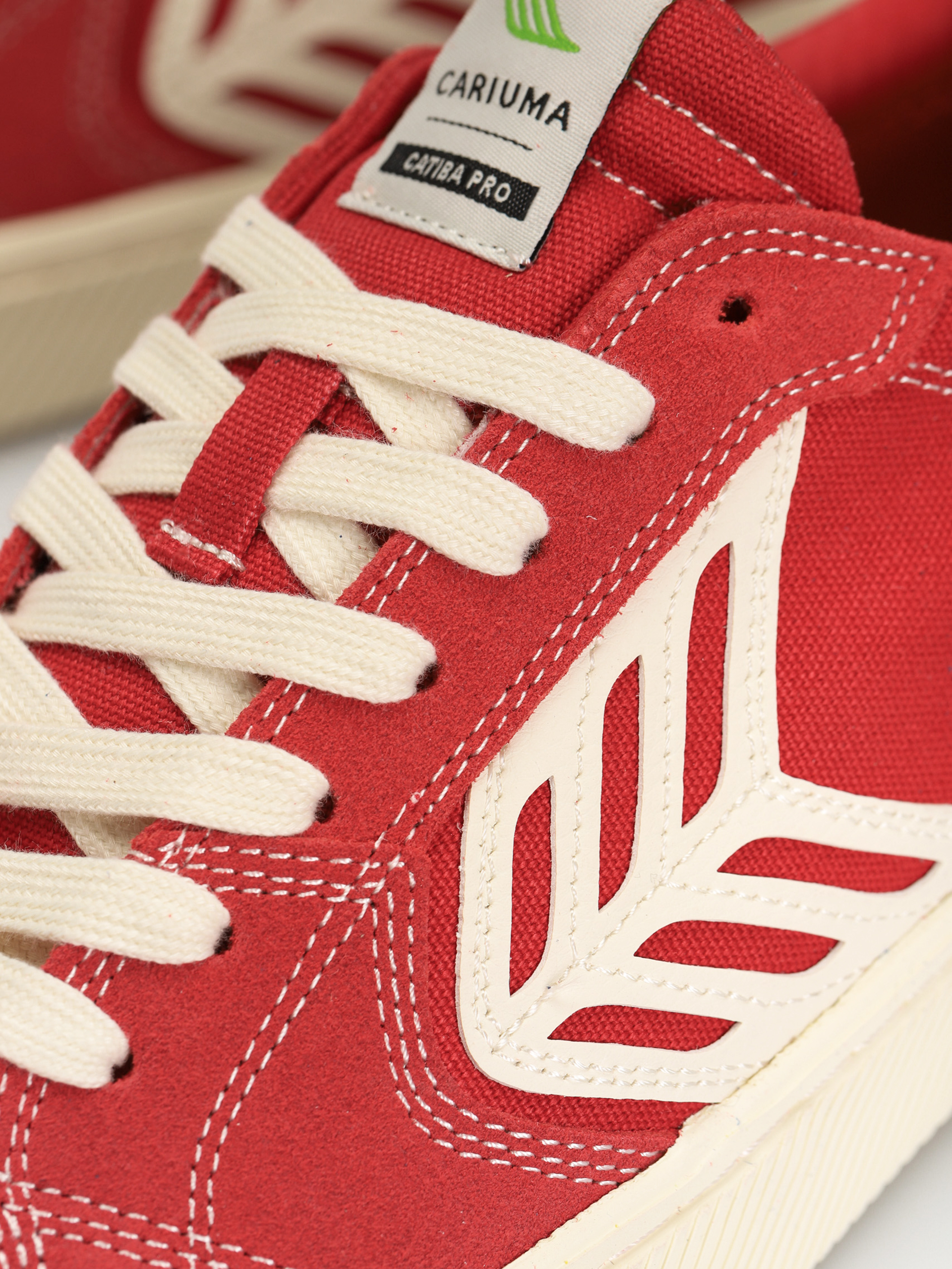 Cariuma Catiba Pro Shoes (samba red suede and canvas contrast thread ivory logo)