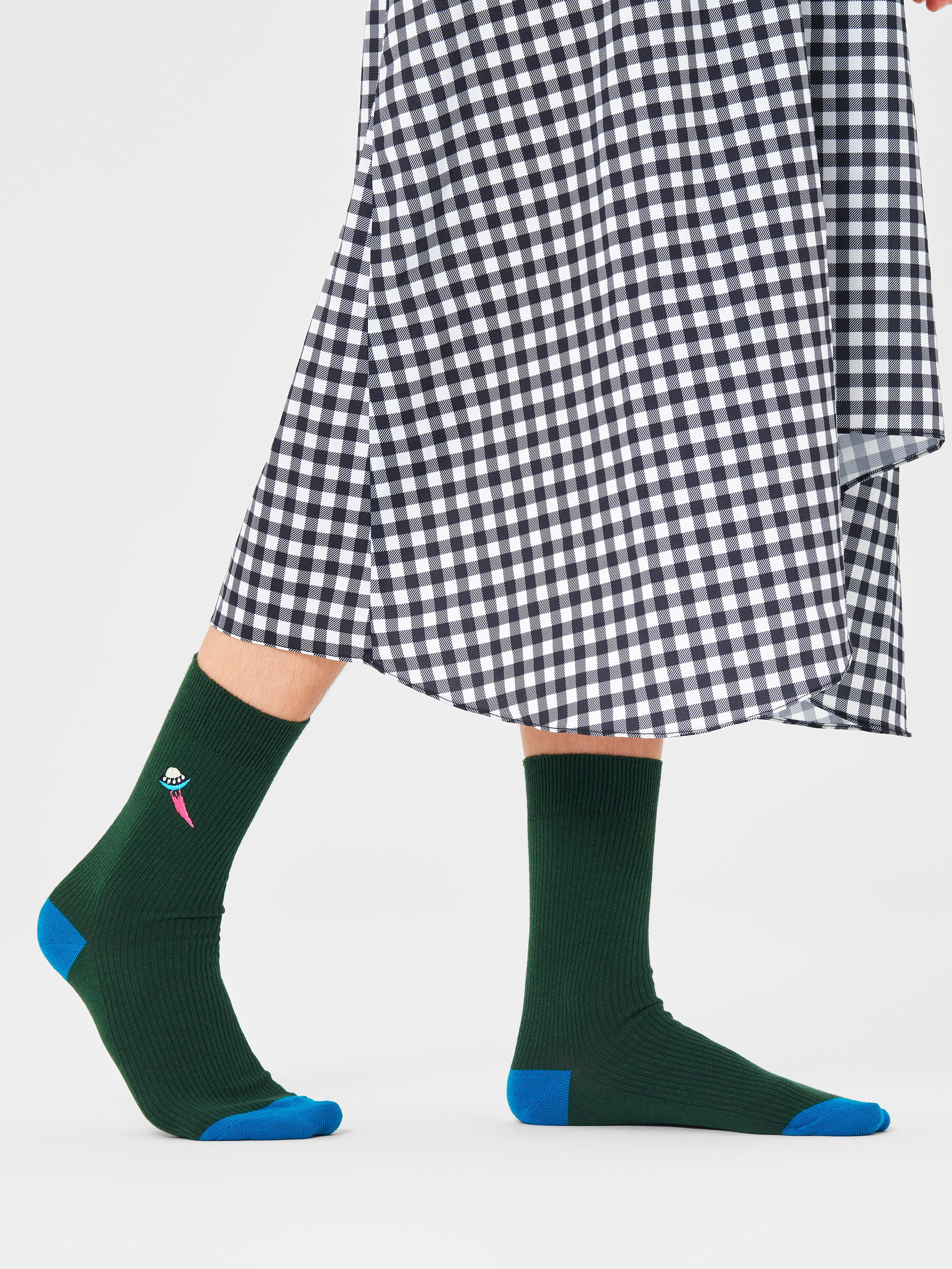 Happy Socks Ribbed Embroidery Ufo Socken (brown)