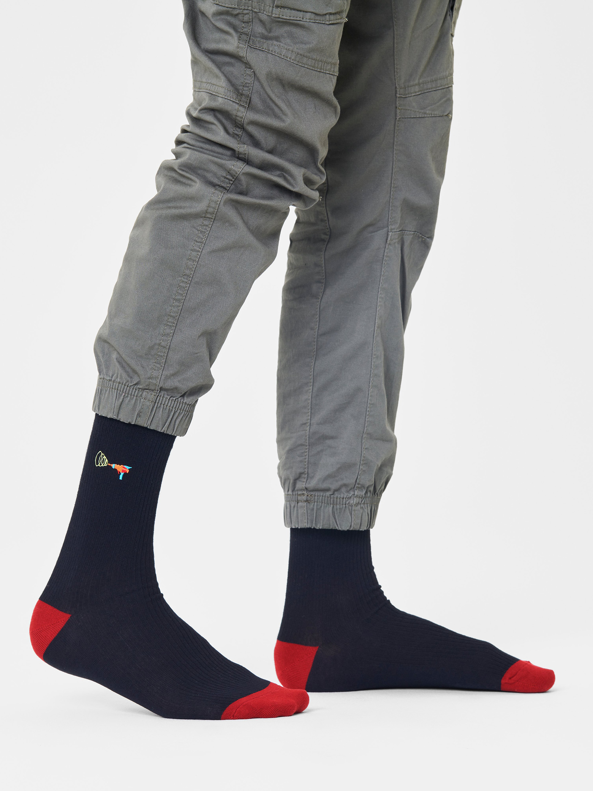Happy Socks Ribbed Embroidery Lazer Quest Socks (black)