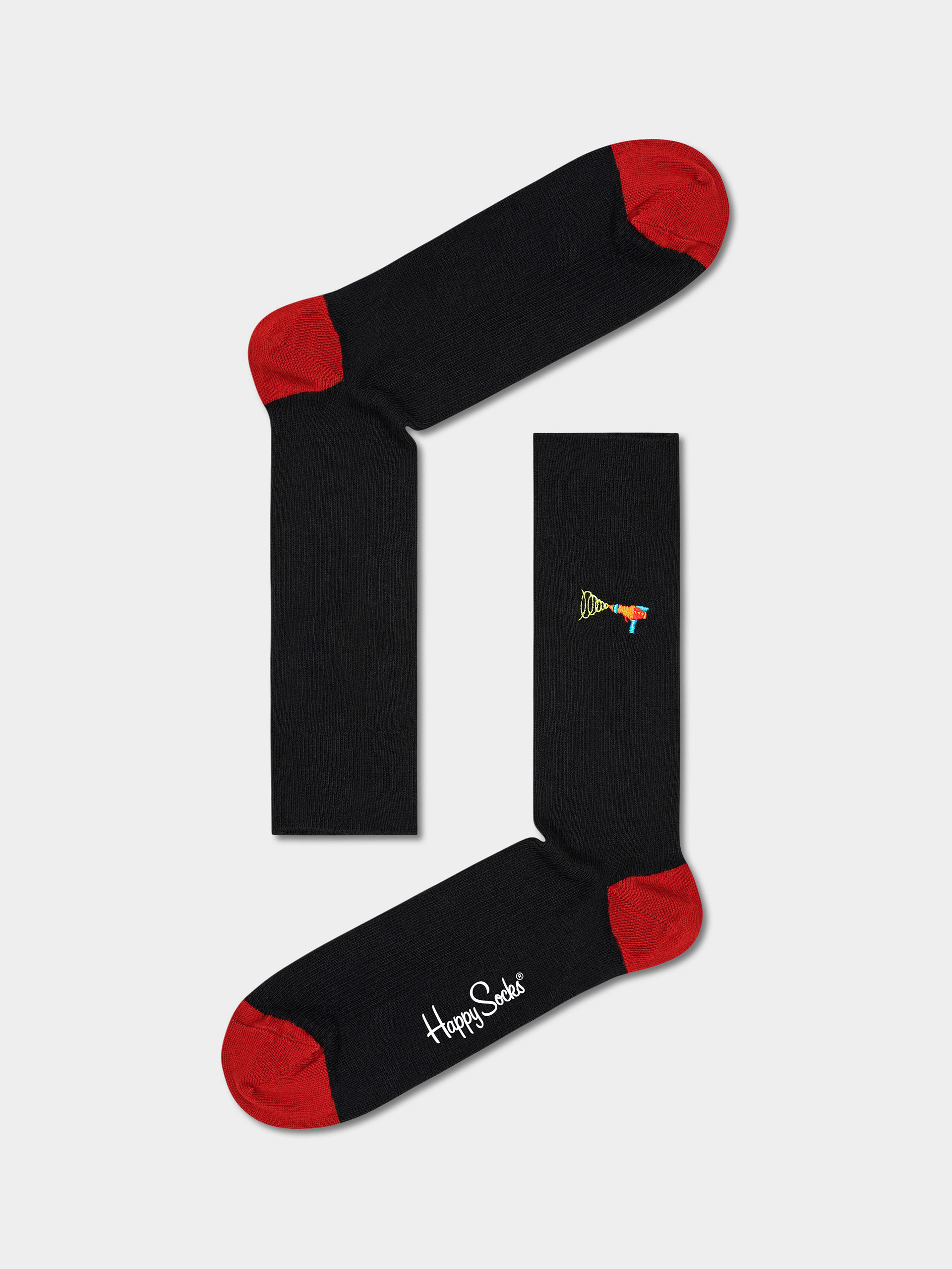 Happy Socks Ribbed Embroidery Lazer Quest Socks (black)
