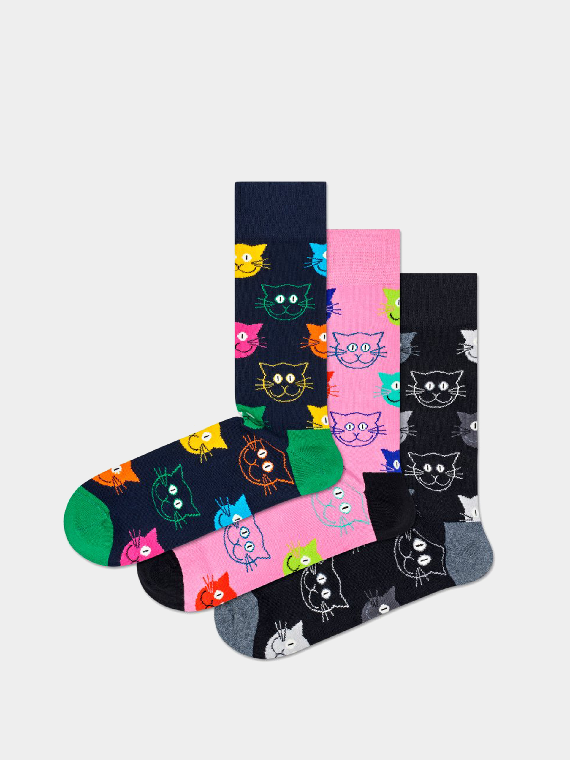 Happy Socks 3 Pack Mixed Cat Gift Set Socks (multi)