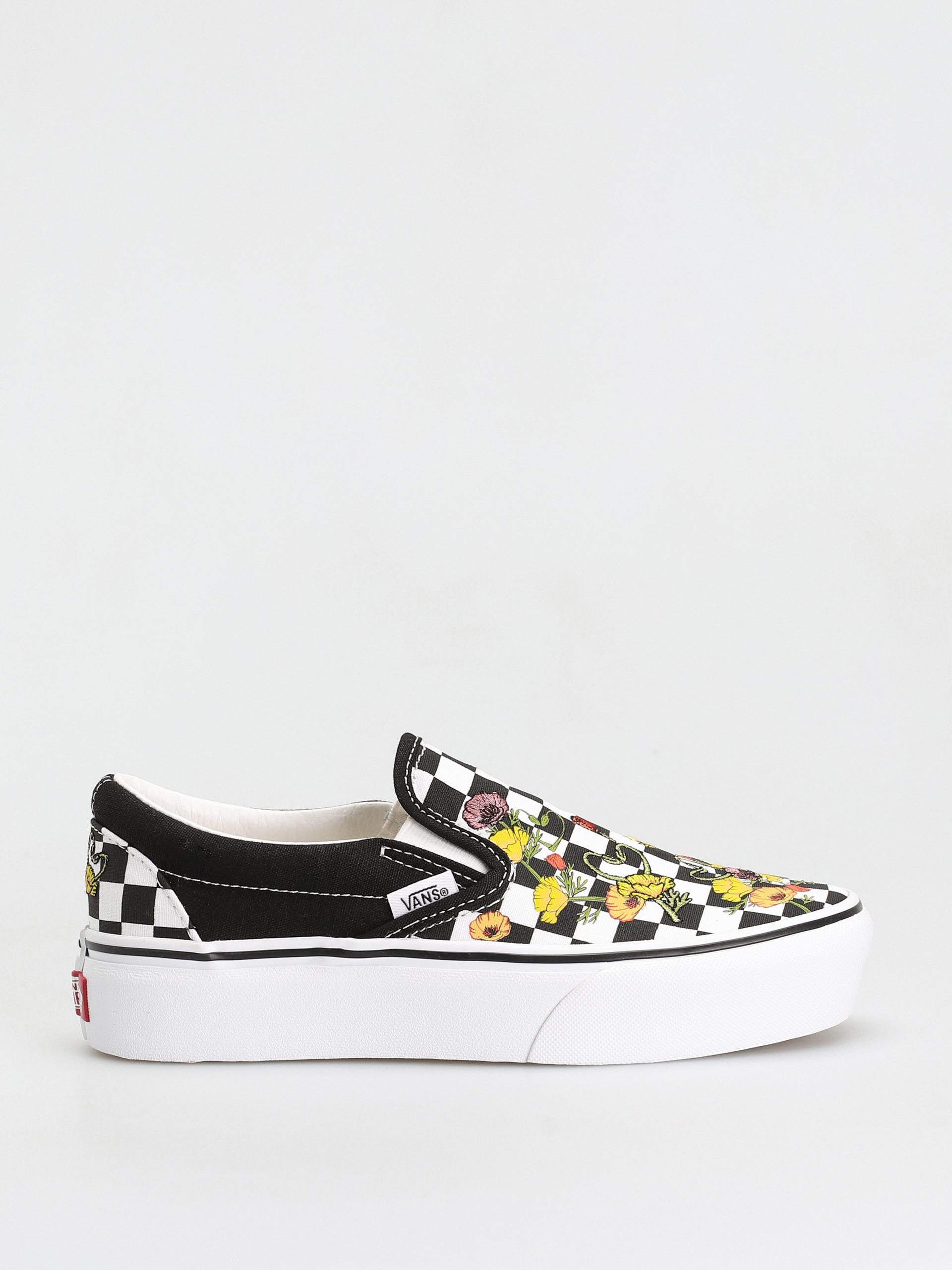 Vans Classic Slip On Platform Shoes (poppy checkerboard black/multi)