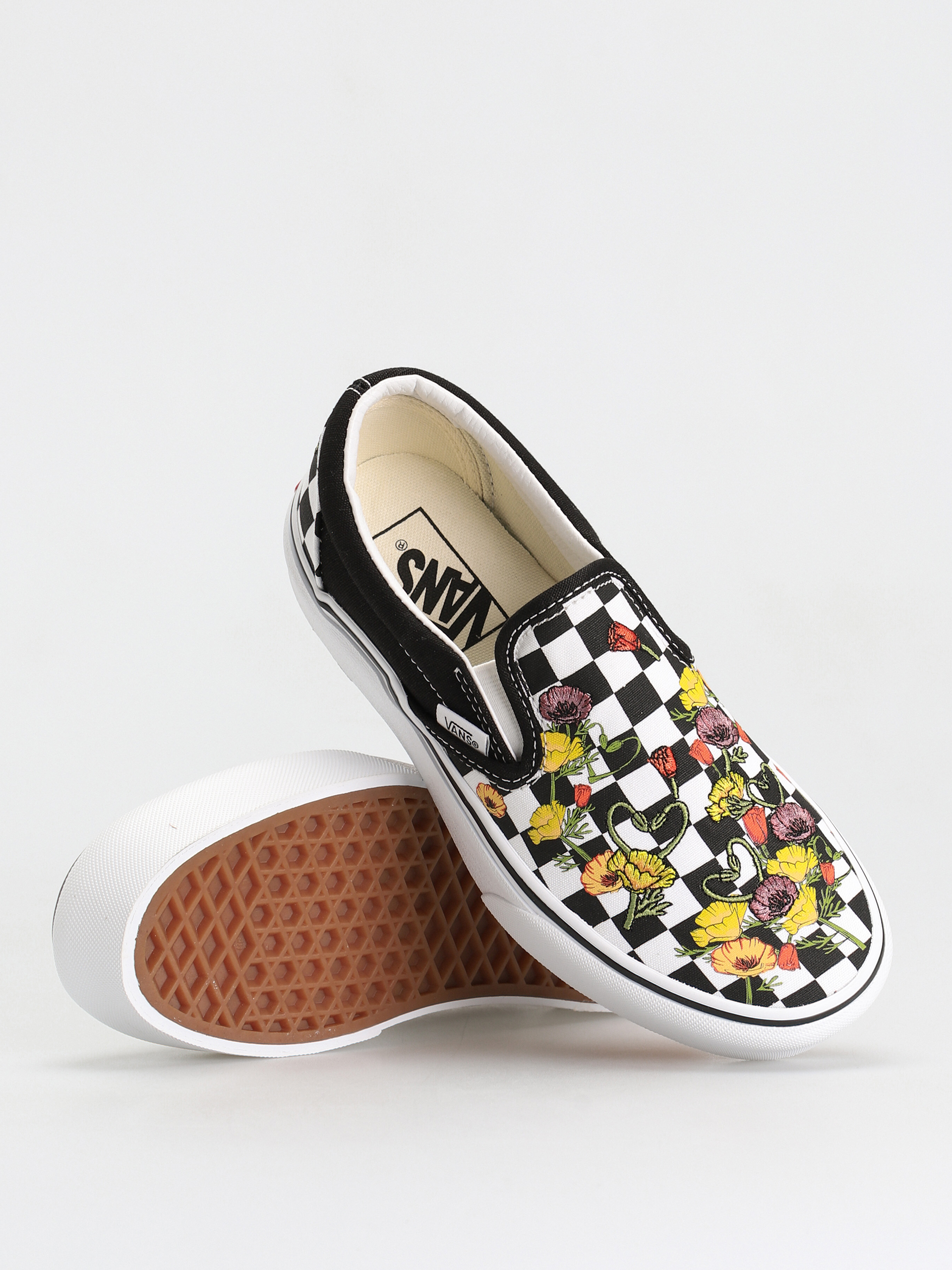 Vans Classic Slip On Platform Shoes (poppy checkerboard black/multi)