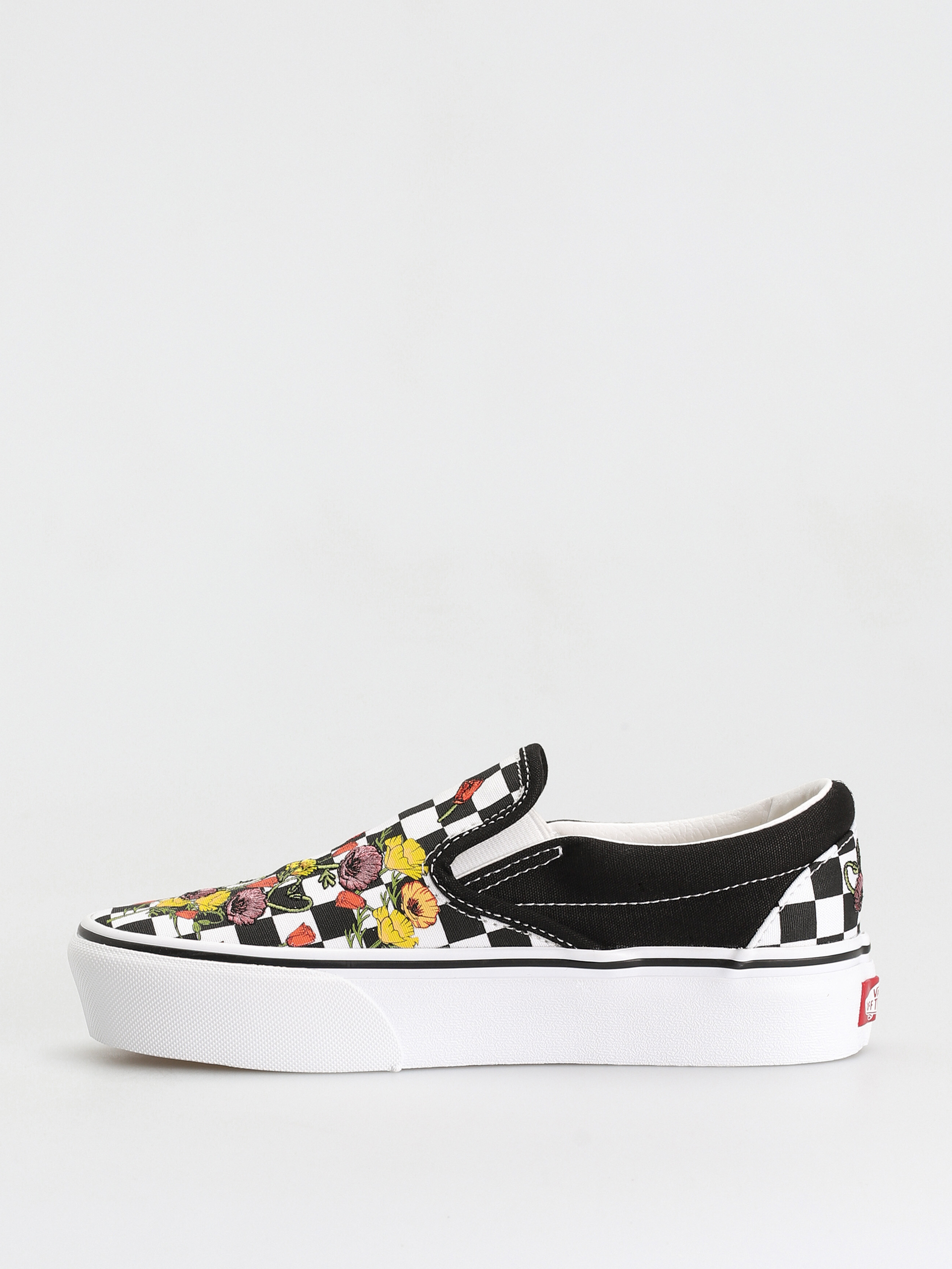 Vans Classic Slip On Platform Shoes (poppy checkerboard black/multi)
