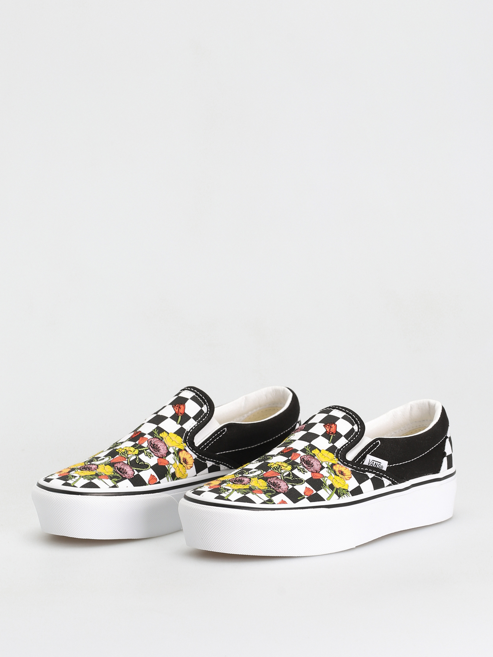 Vans Classic Slip On Platform Shoes (poppy checkerboard black/multi)