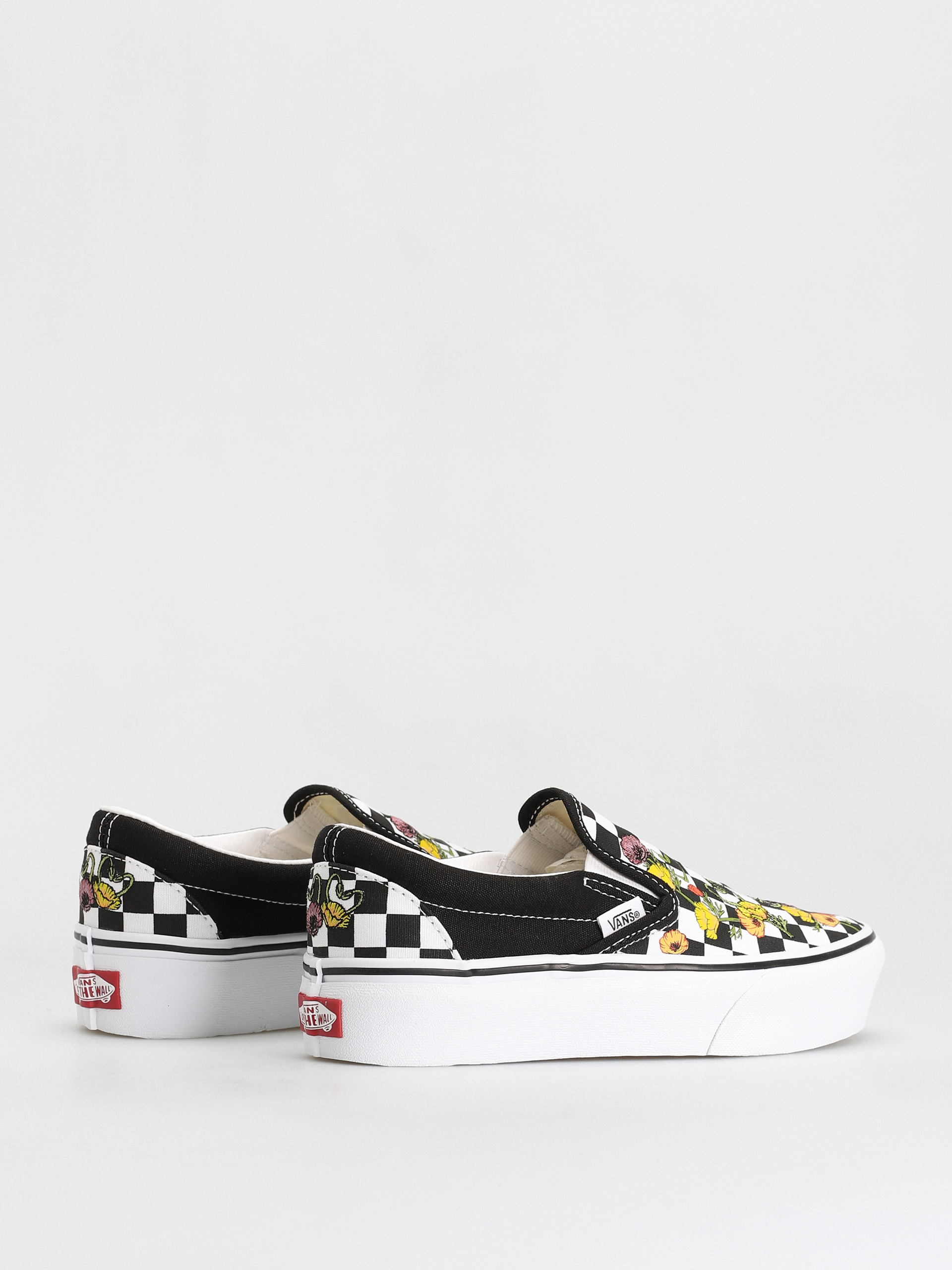 Vans Classic Slip On Platform Shoes (poppy checkerboard black/multi)