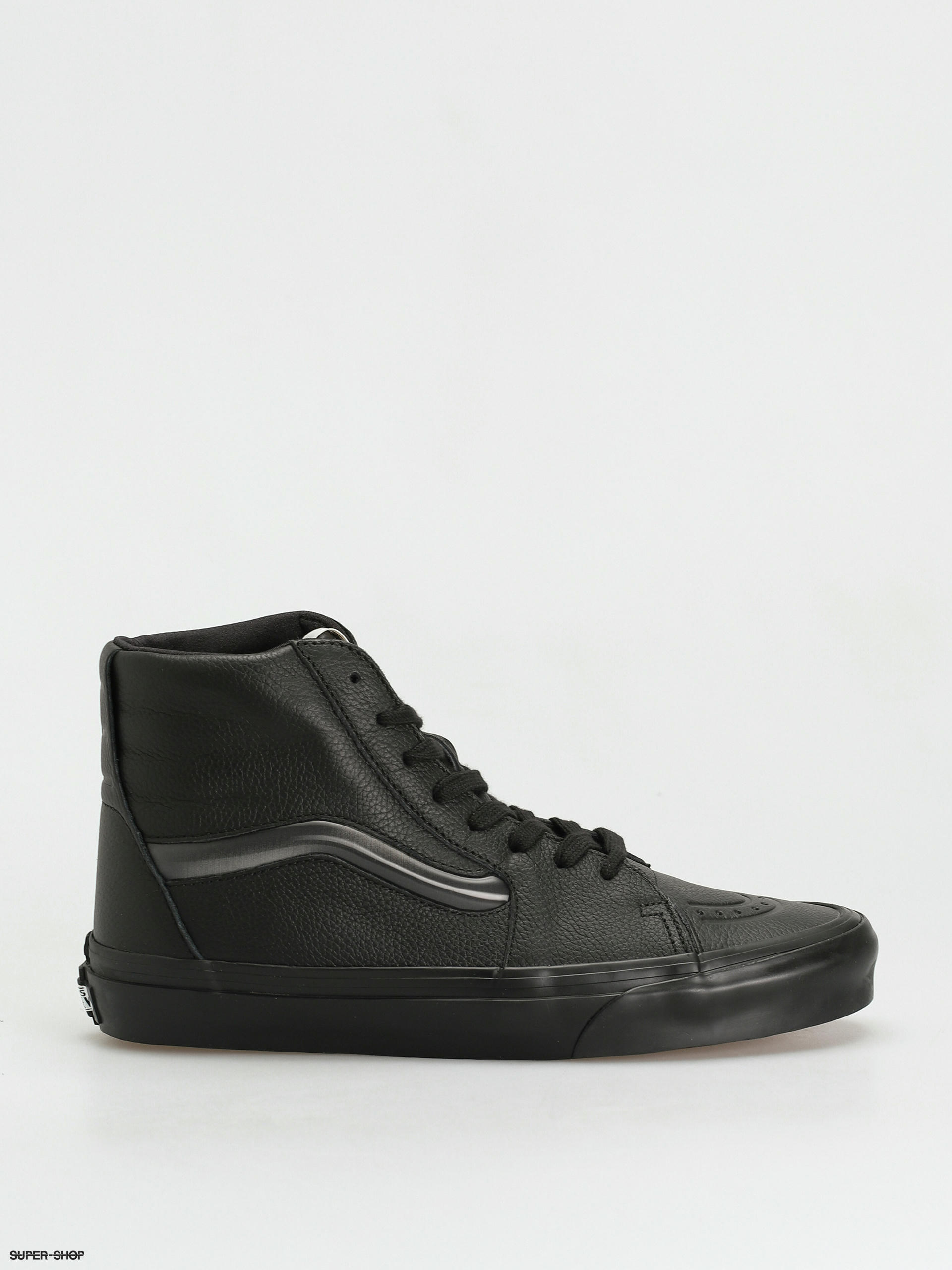 High top black leather vans sale