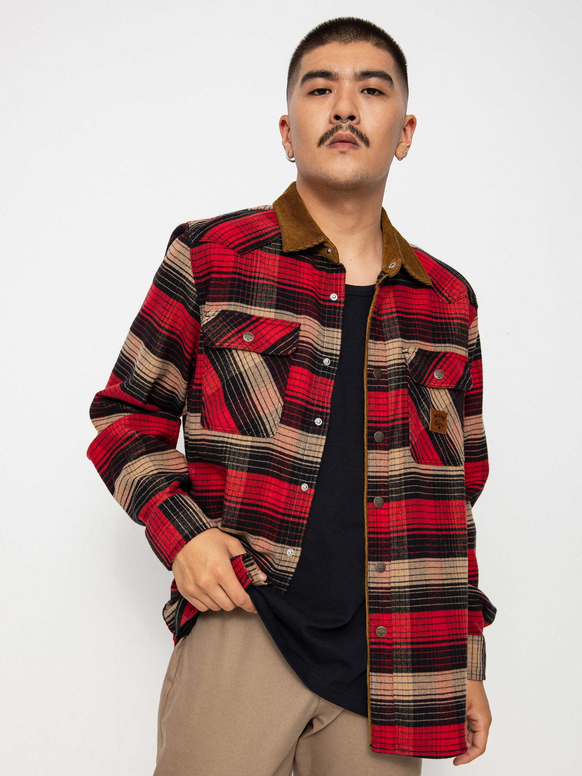 Brixton Coors Bowery Stretch Flannel Ls Shirt (banquet red/brown)