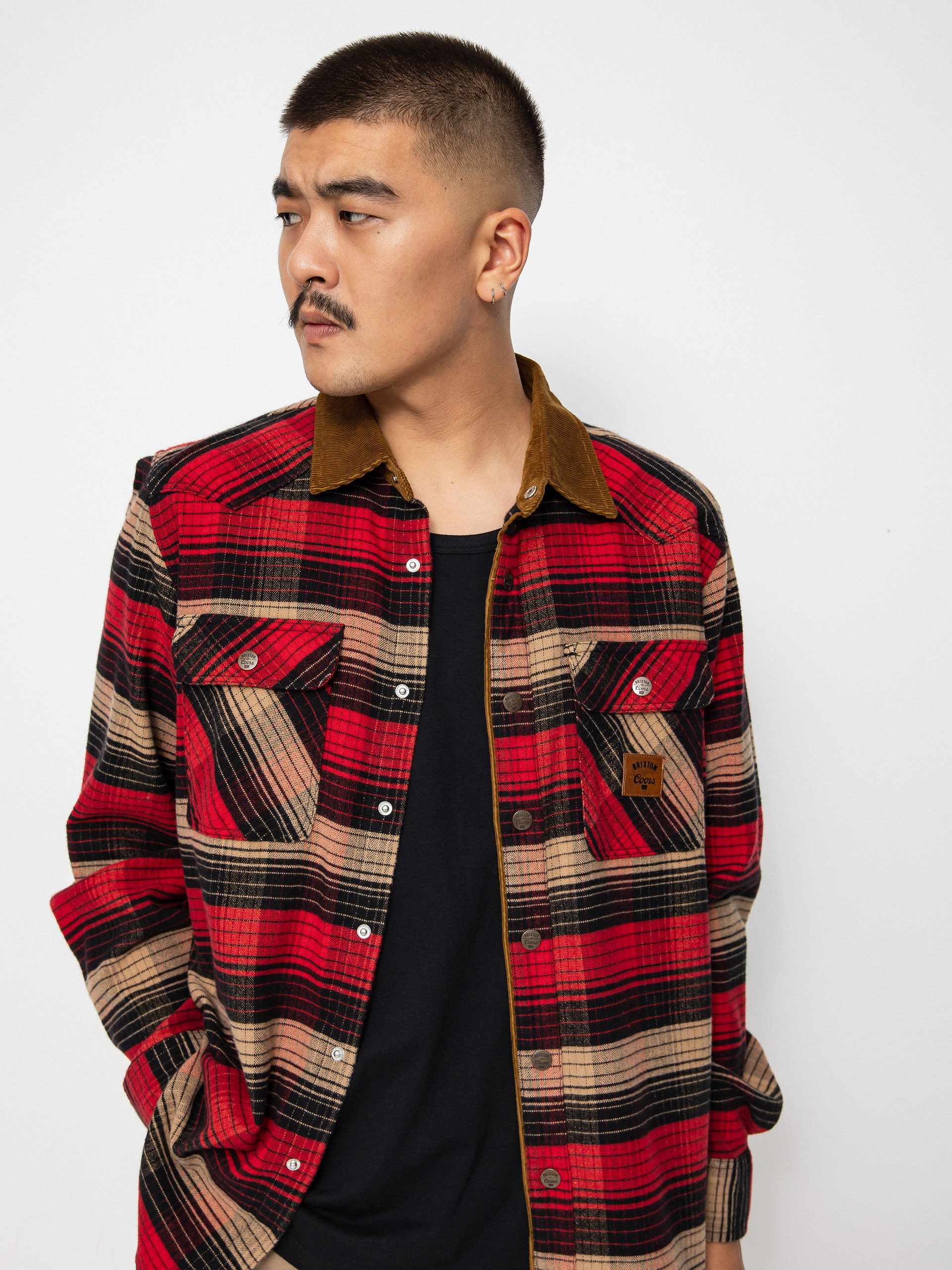 Brixton Coors Bowery Stretch Flannel Ls Hemd (banquet red/brown)