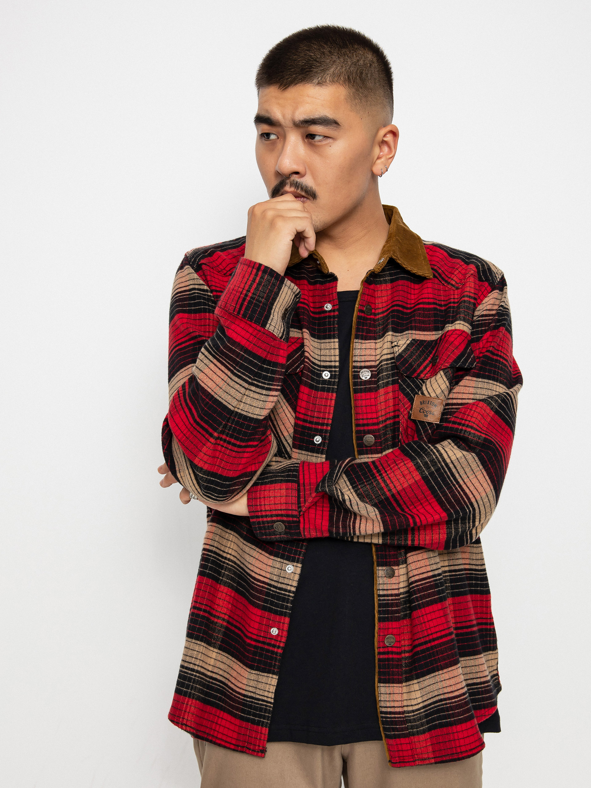 Brixton Coors Bowery Stretch Flannel Ls Shirt (banquet red/brown)
