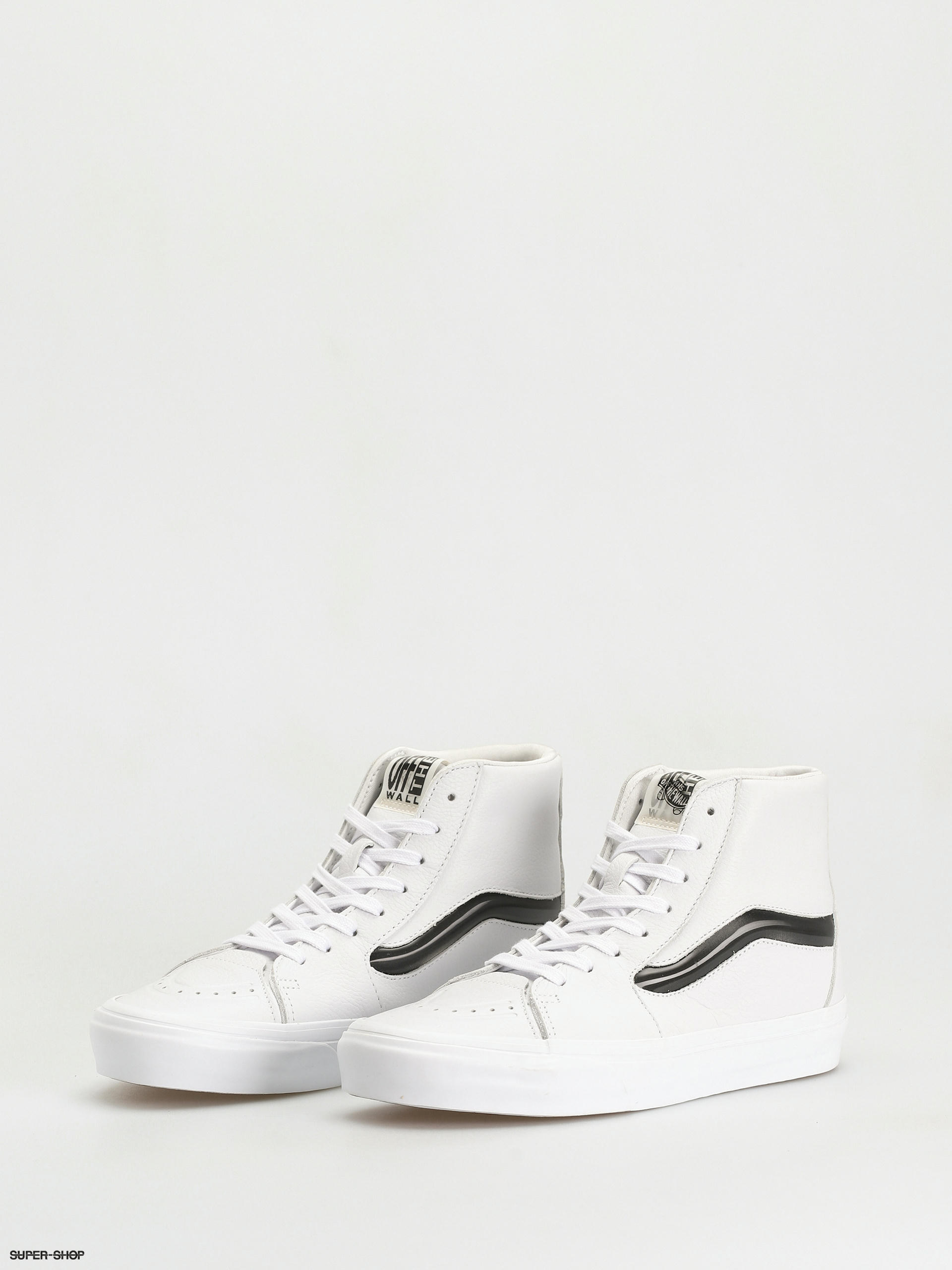 Vans sk8 hi on sale white with black stripe